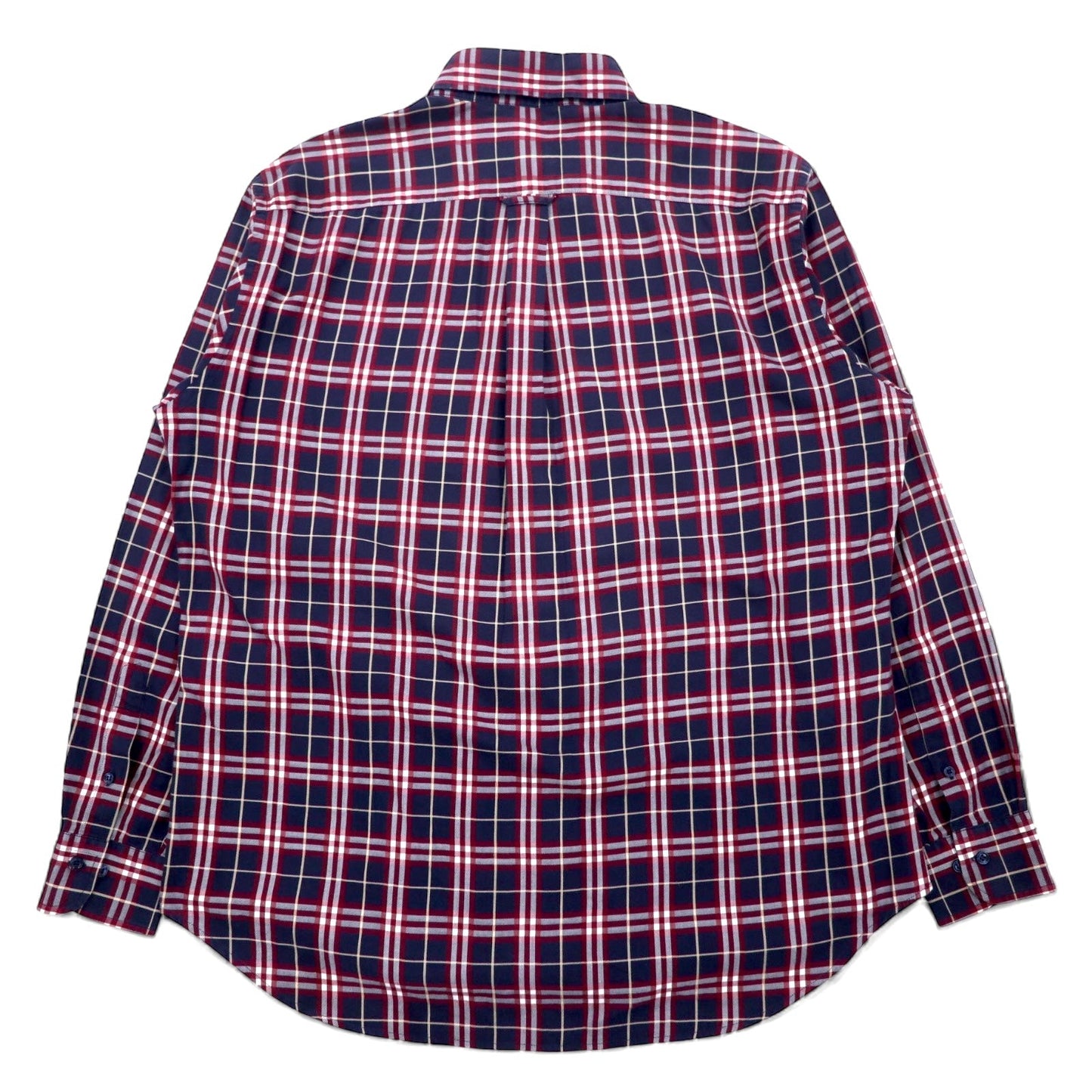 BURBERRY Nova Check Button-Down Shirt, Size L, Navy, Cotton, One-Point Logo Embroidery