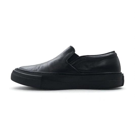ATTACHMENT Calf Leather Slip-On Sneakers, Sizes 27-27.5cm, Black, Cowhide