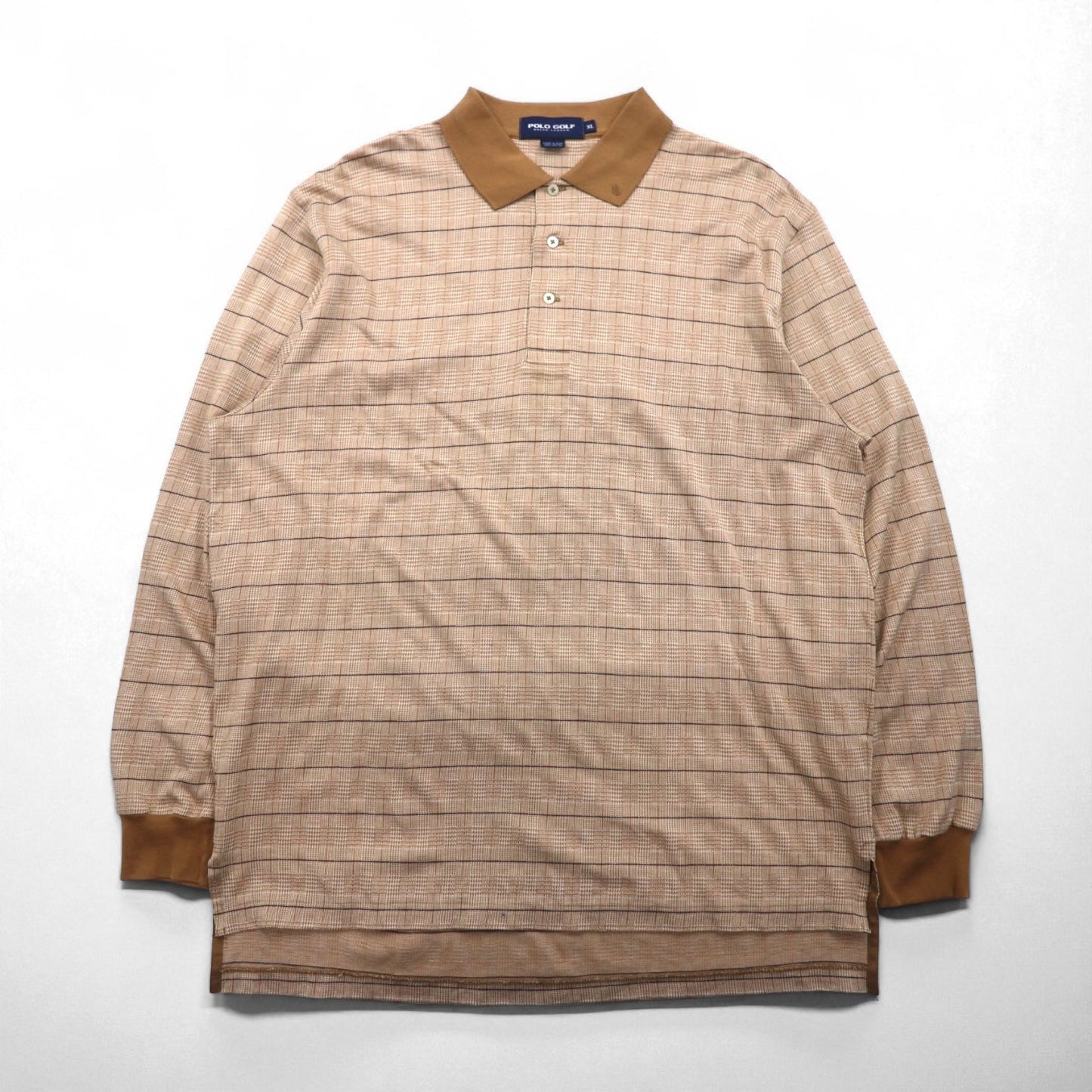 POLO GOLF RALPH LAUREN 長袖ポロシャツ ラガーシャツ XL ベージュ チェック