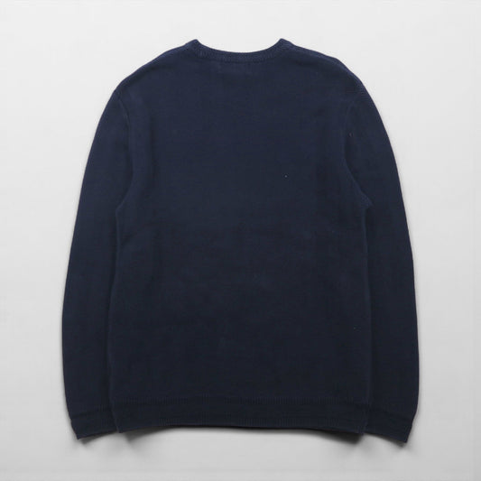 CHAPS RALPH LAUREN ヘリンボーン ニット セーター L ネイビー コットン