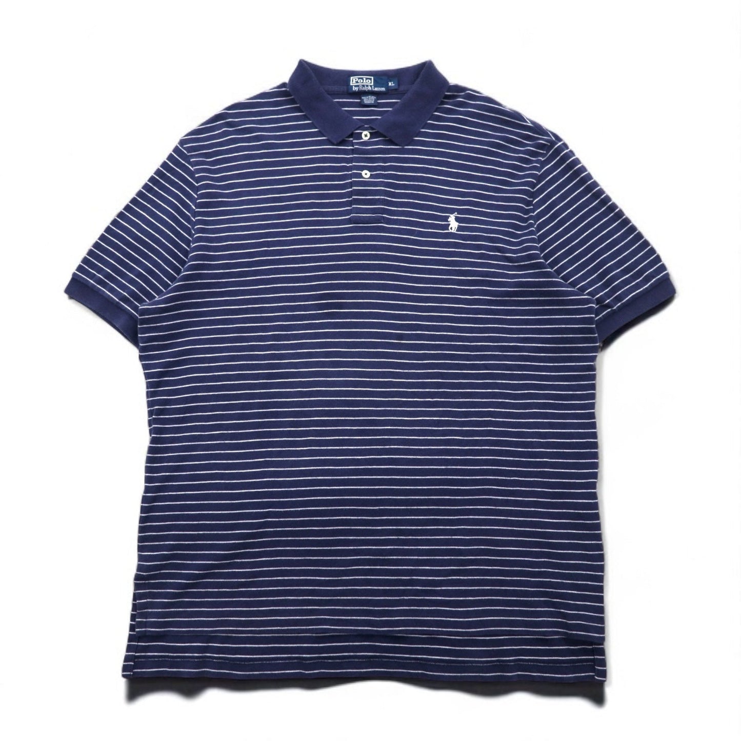 Polo by Ralph Lauren 90年代 ボーダー ポロシャツ XL ネイビー コットン スモールポニー刺繍