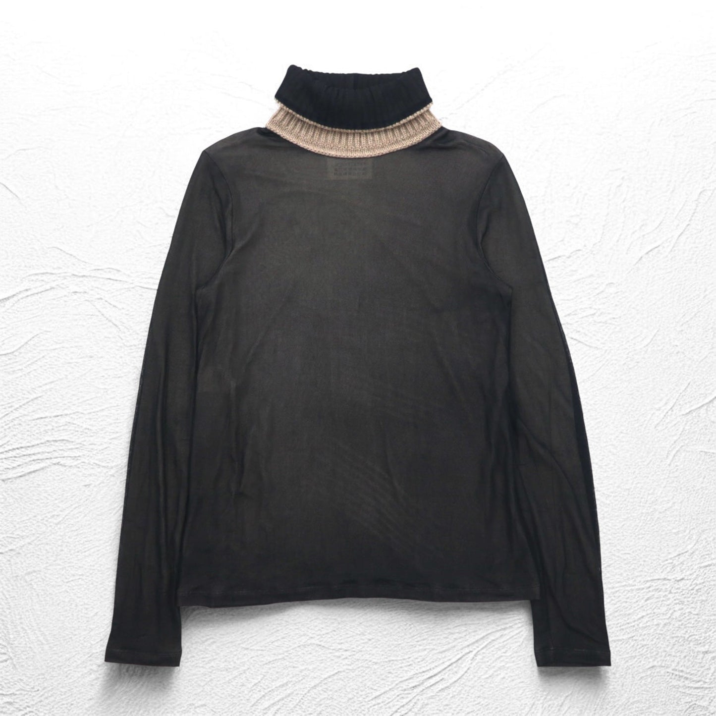 Maison Martin Margiela タートルネック シースルートップ セカンドスキン M ブラック レーヨン カシミヤ混 S51GC0286 593-2011 イタリア製