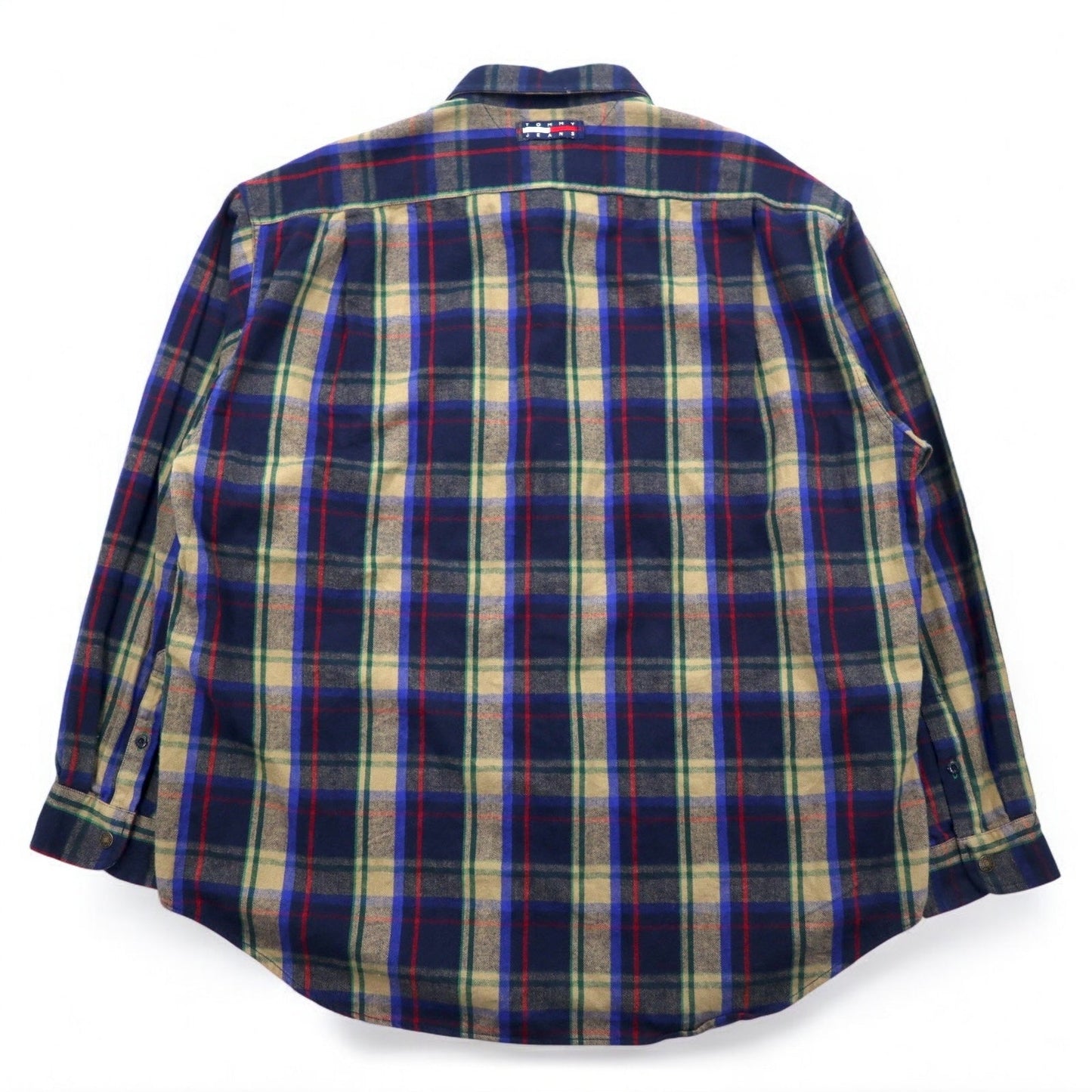 TOMMY JEANS 90s Flannel Shirt, Size XL, Navy Check, Cotton, Snap Buttons, Unused