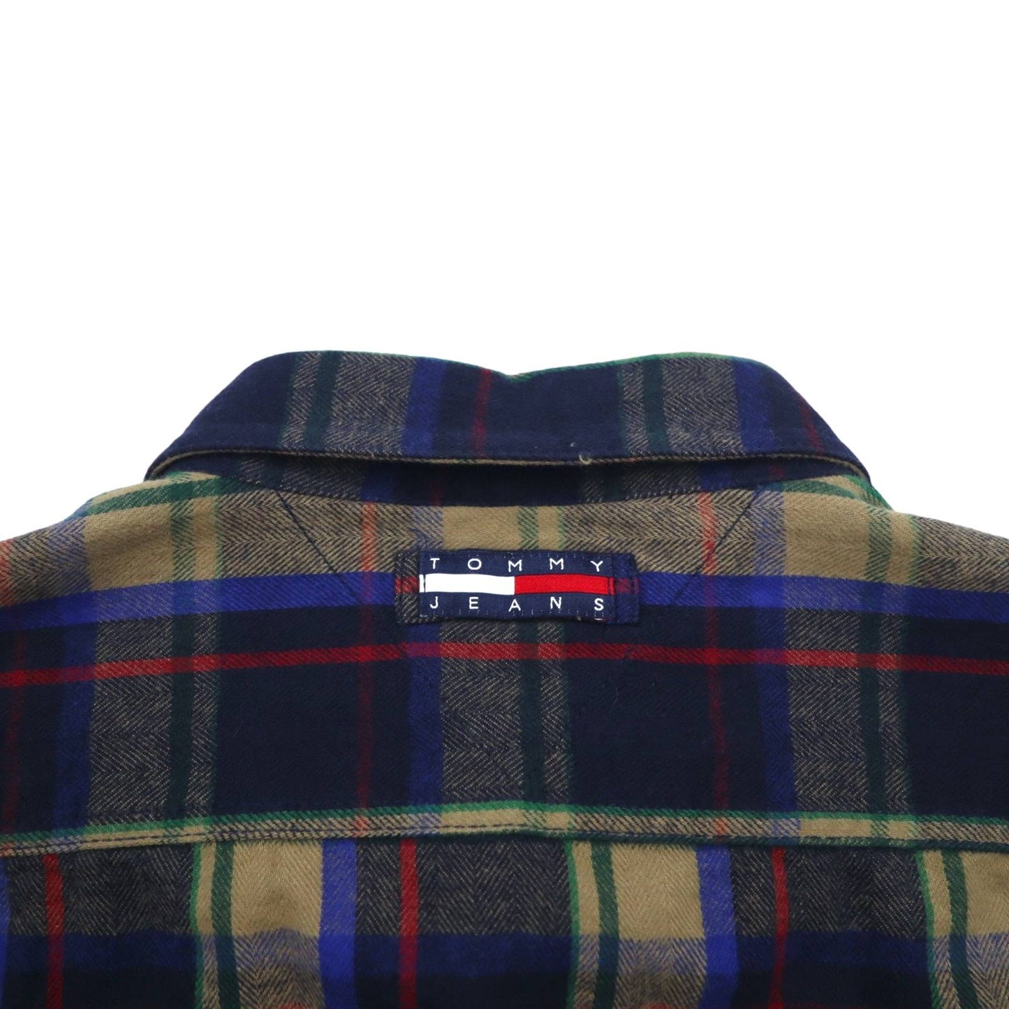 TOMMY JEANS 90s Flannel Shirt, Size XL, Navy Check, Cotton, Snap Buttons, Unused