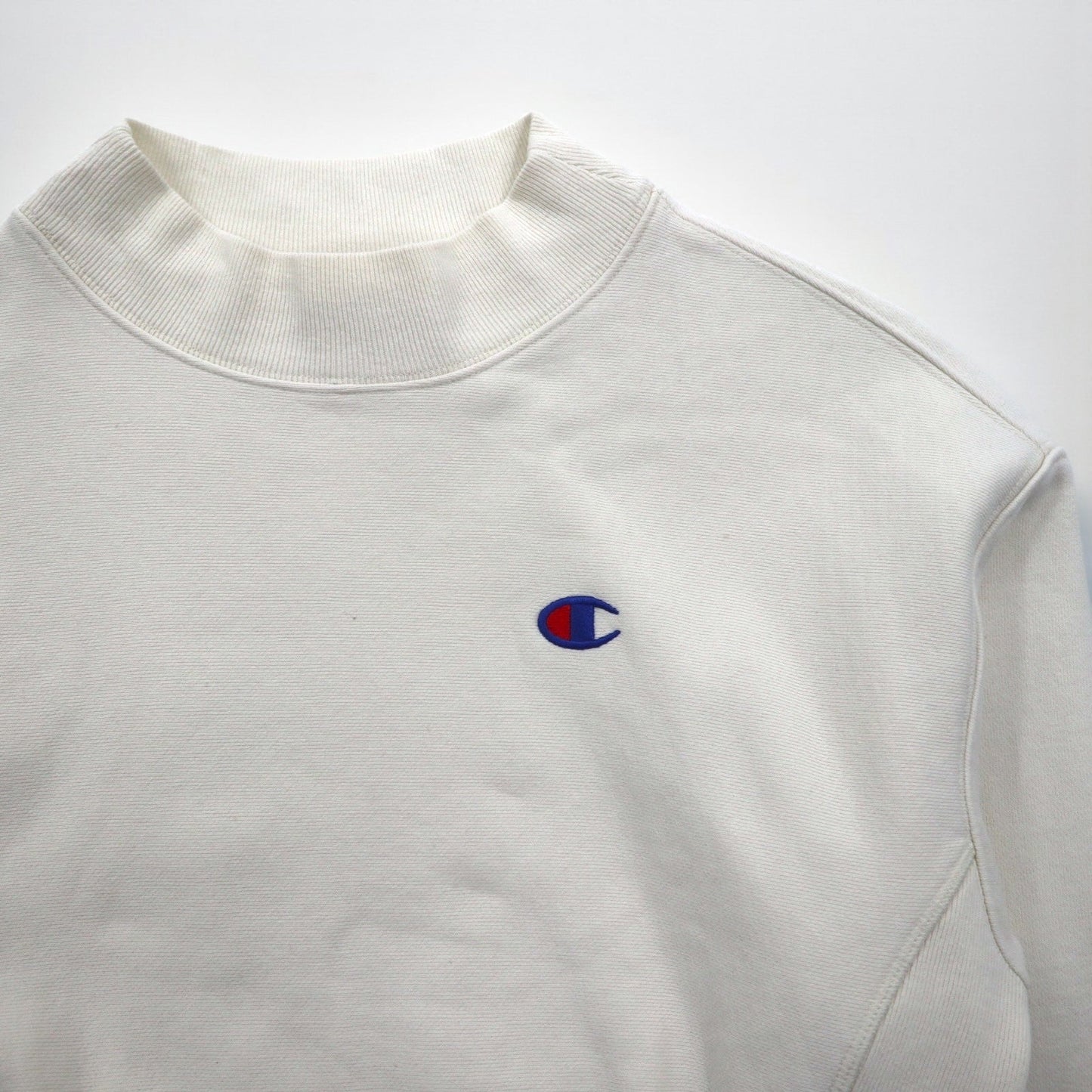 Champion リバースウィーブ REVERSE WEAVE ハイネック クロップド スウェット トレーナー XL ホワイト 青単タグ 復刻 短丈