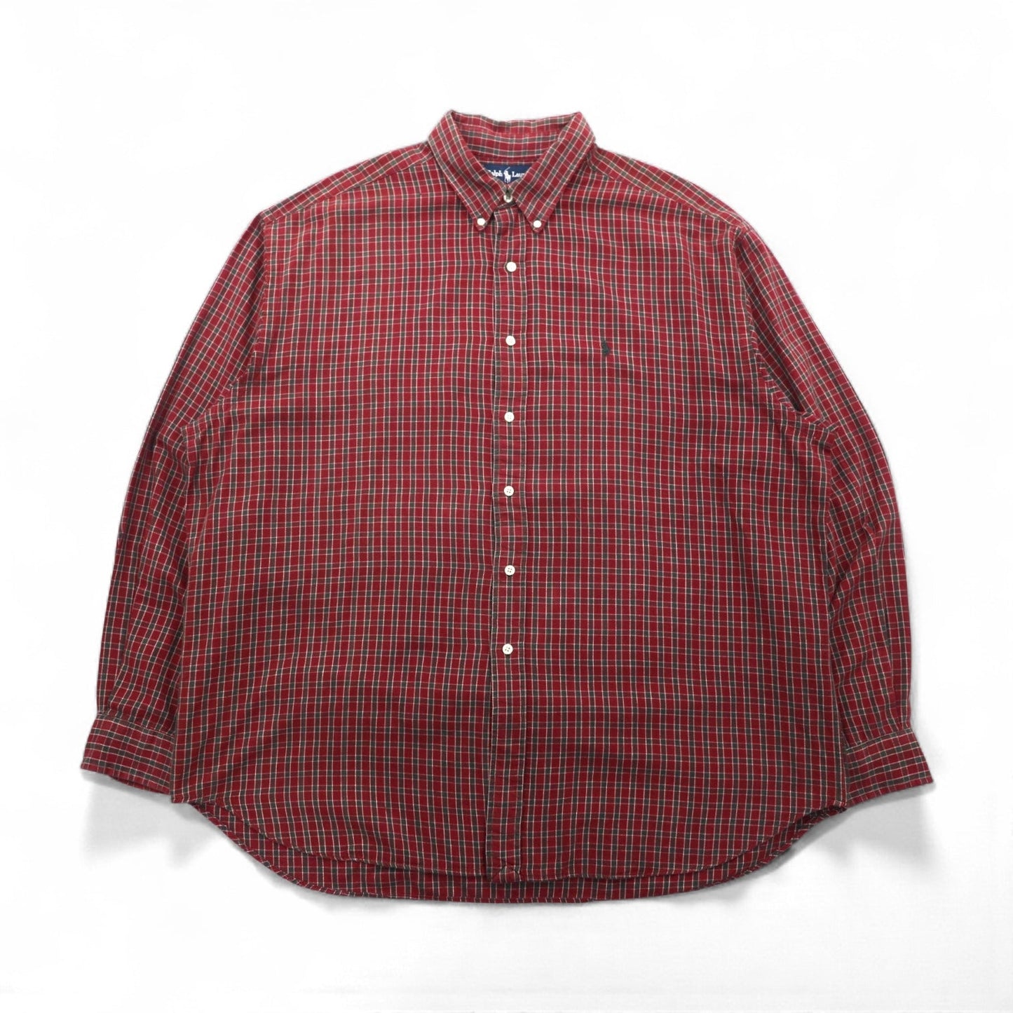 Ralph Lauren 90年代 ボタンダウン フランネルシャツ 2XL レッド チェック BLAIRE スモールポニー刺繡