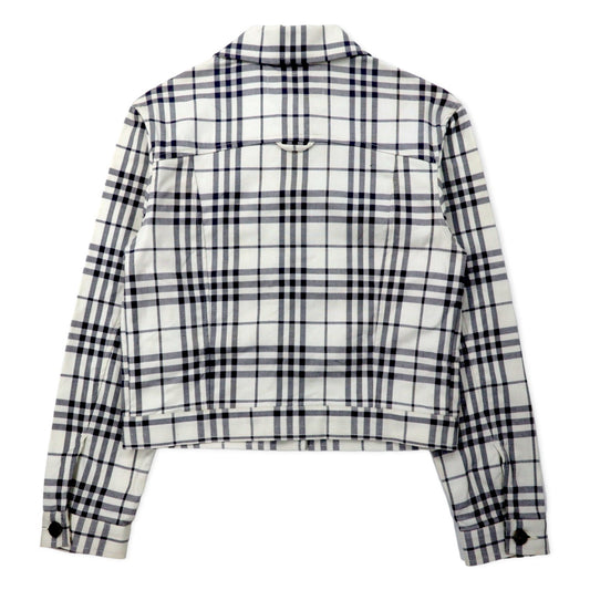 BURBERRY Nova Check Trucker Jacket, Medium, White, Cotton, Stretch