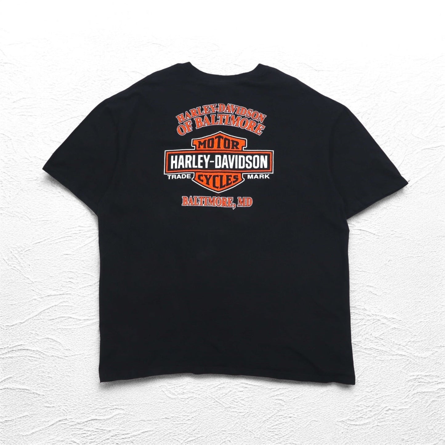 HARLEY DAVIDSON Double-Sided Print T-Shirt, Size 2XL, Black Cotton, Skull and Clown, BALTIMORE, Big Size
