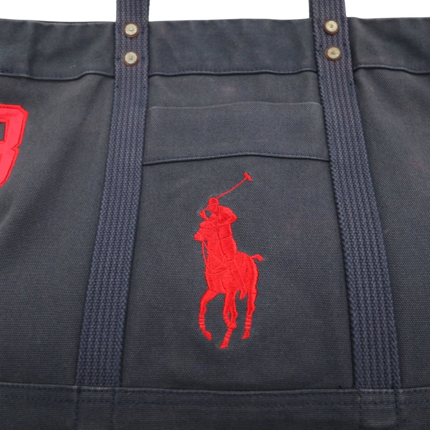 Polo Ralph Lauren ヴィンテージ加工 ビッグポニー トートバッグ ネイビー キャンバス