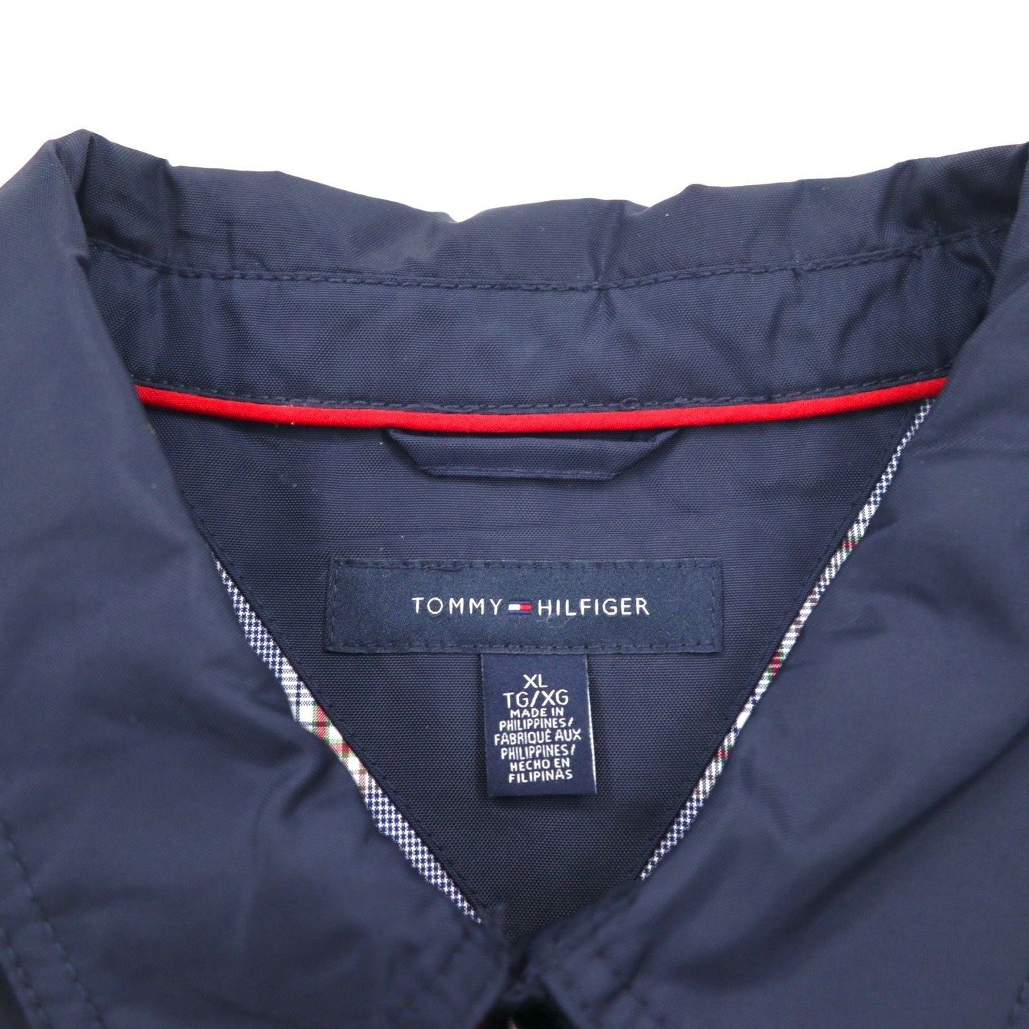 TOMMY HILFIGER Harrington Swing Jacket, XL, Navy Nylon, Check Lining, One-Point Logo Embroidery