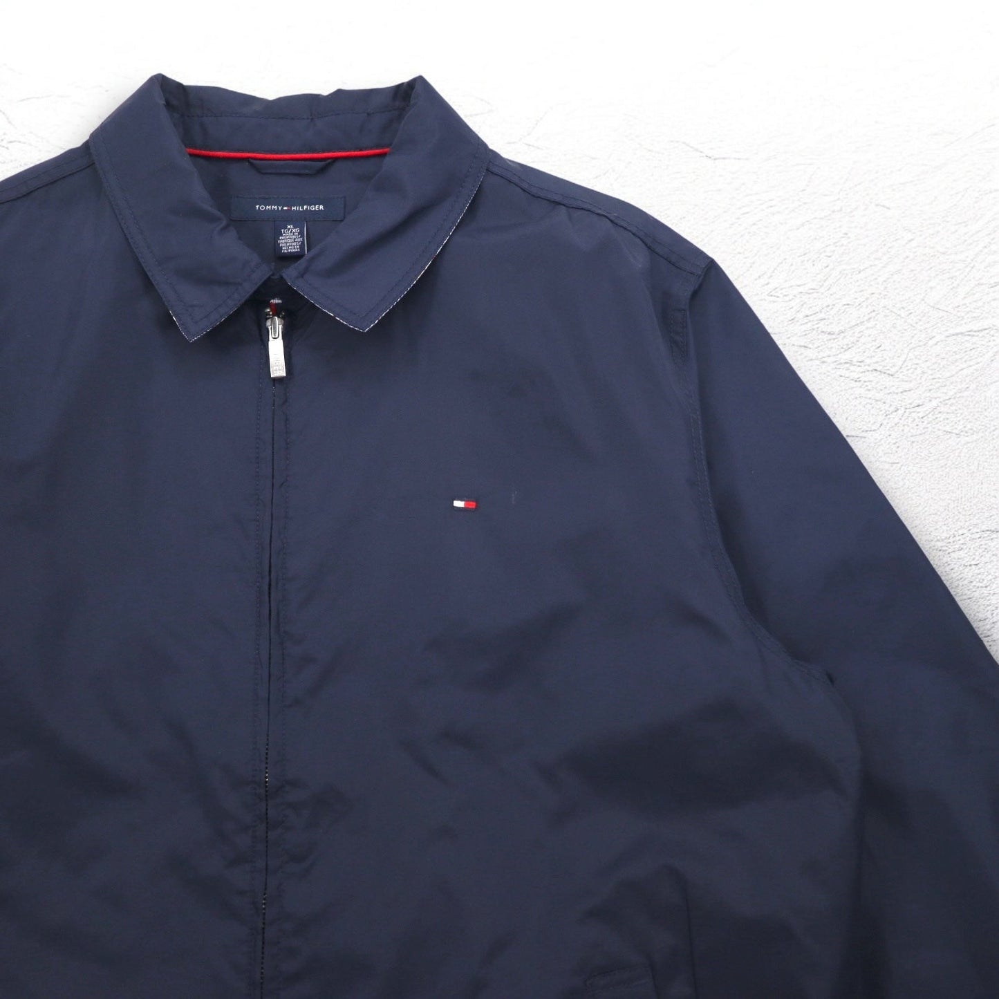 TOMMY HILFIGER Harrington Swing Jacket, XL, Navy Nylon, Check Lining, One-Point Logo Embroidery