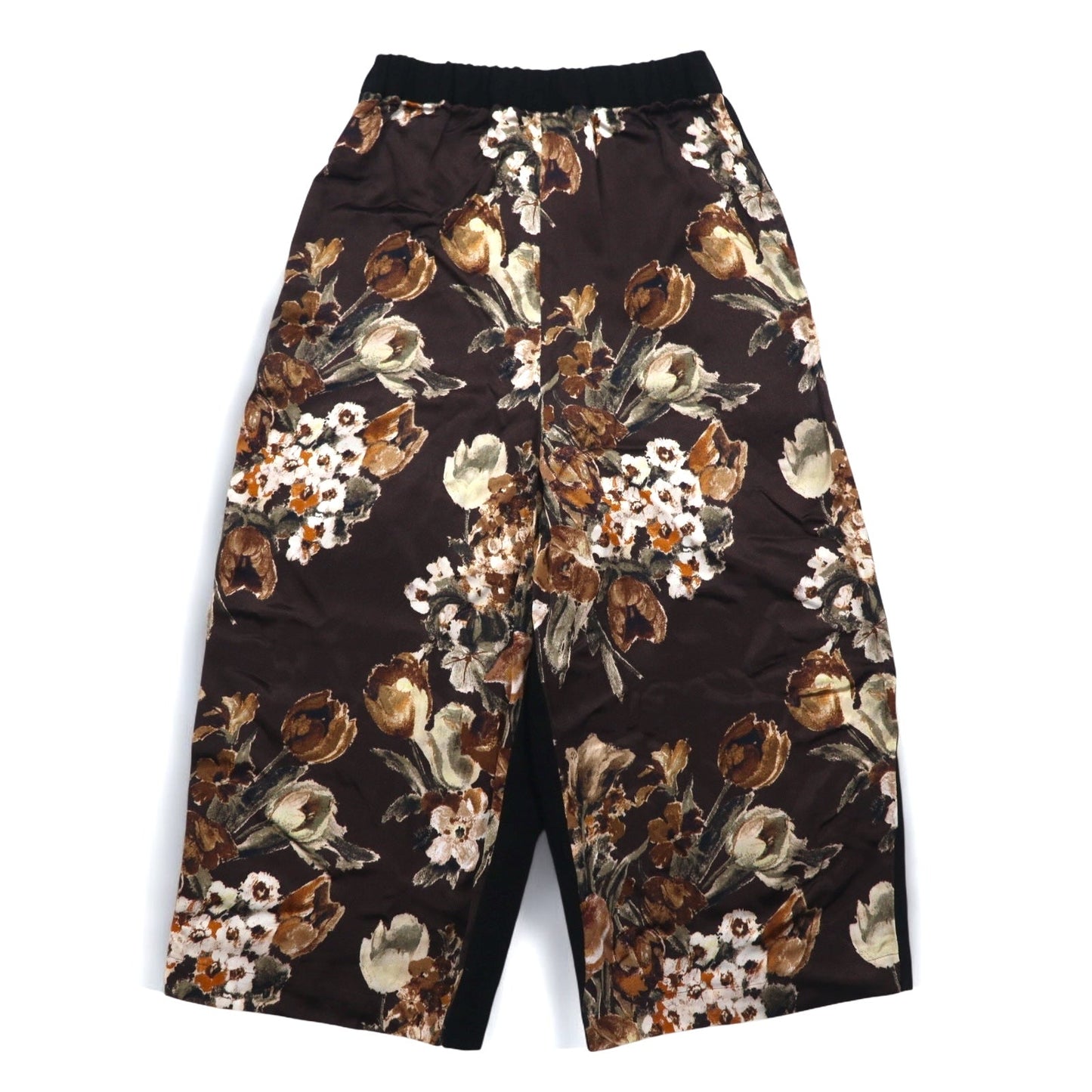 JUNYA WATANABE COMME des GARCONS 切替 ワイド イージーパンツ XS ブラック レーヨン ウール 花柄 JD-P011 日本製