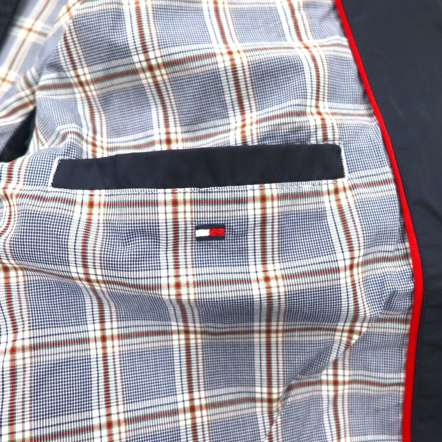 TOMMY HILFIGER Harrington Swing Jacket, XL, Navy Nylon, Check Lining, One-Point Logo Embroidery