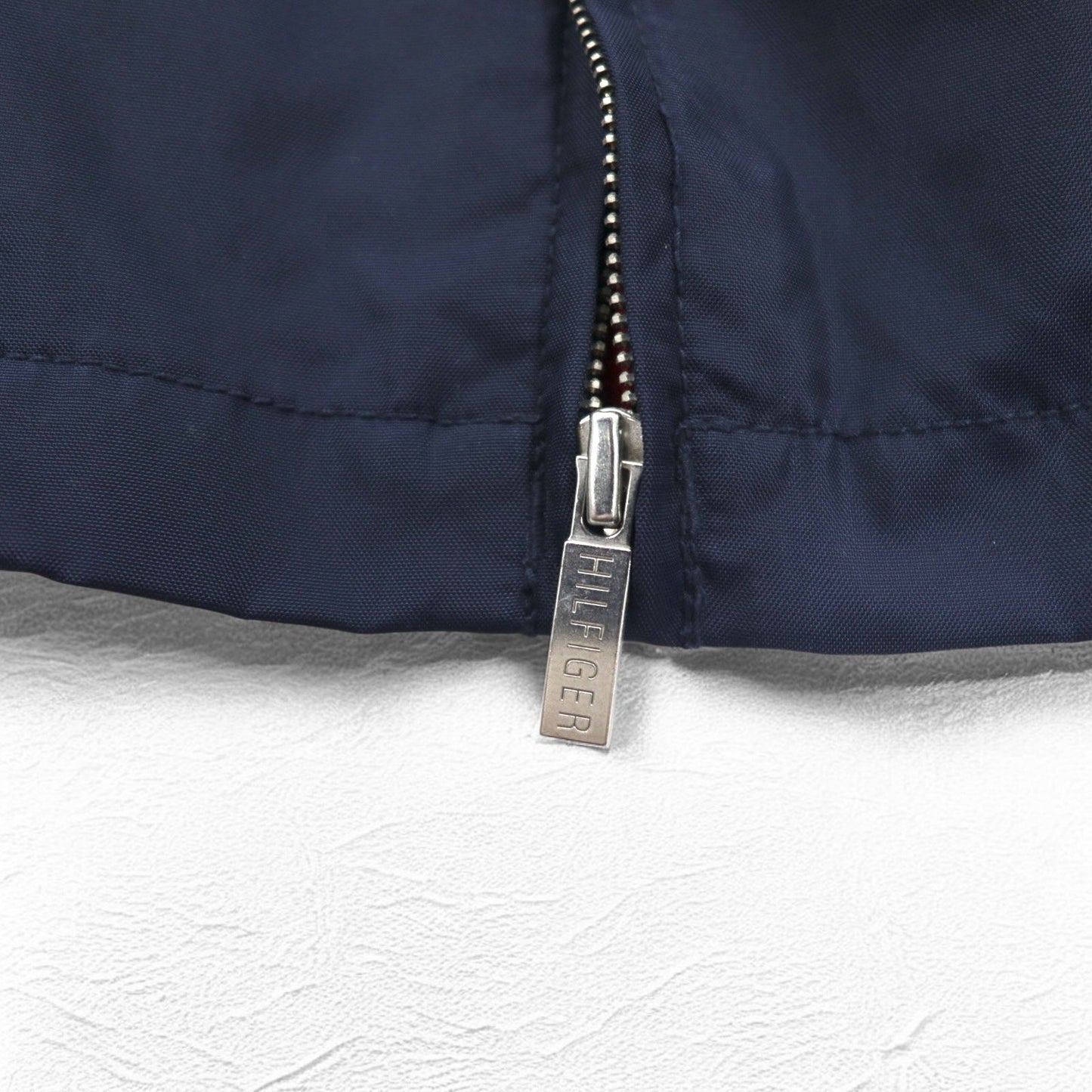 TOMMY HILFIGER Harrington Swing Jacket, XL, Navy Nylon, Check Lining, One-Point Logo Embroidery