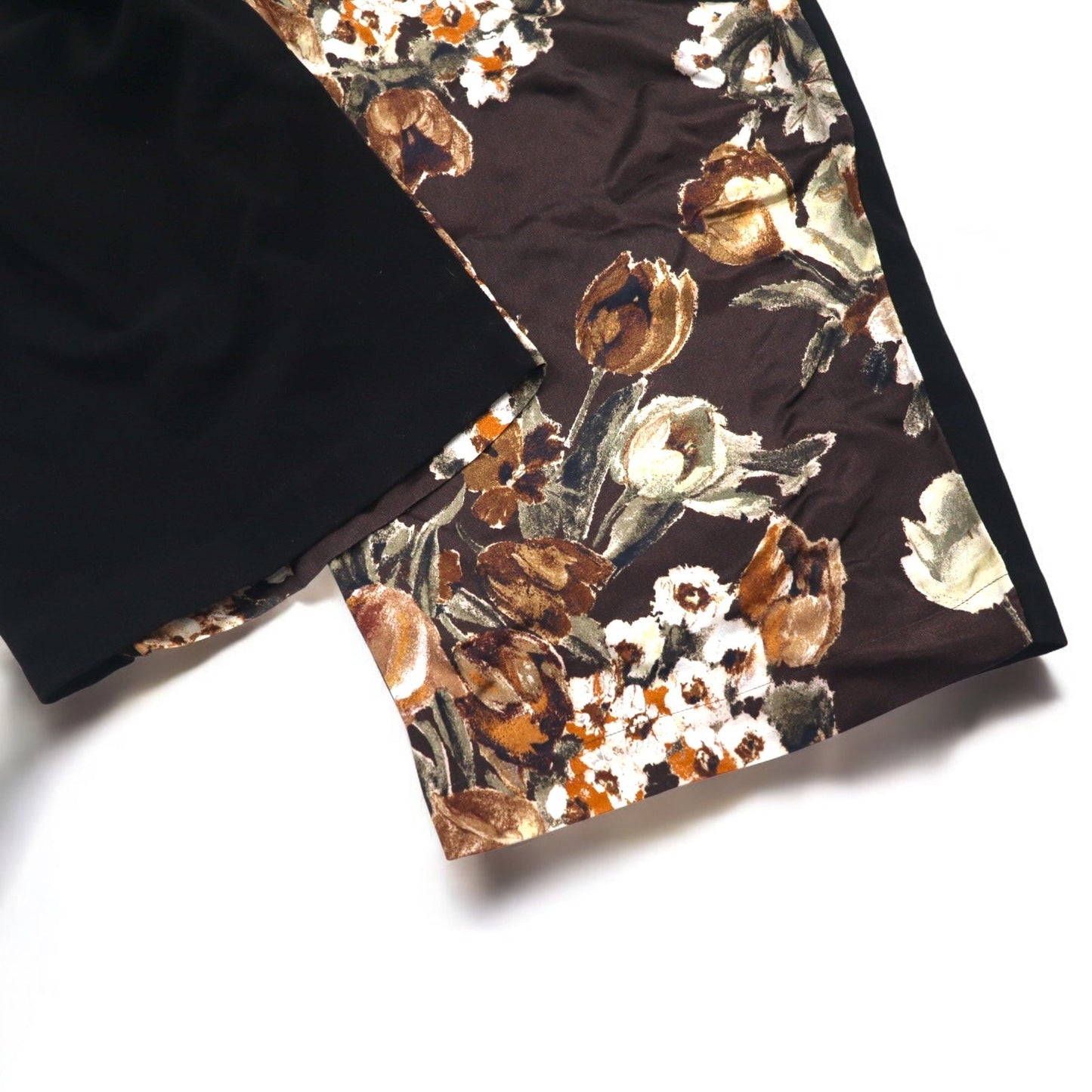 JUNYA WATANABE COMME des GARCONS 切替 ワイド イージーパンツ XS ブラック レーヨン ウール 花柄 JD-P011 日本製