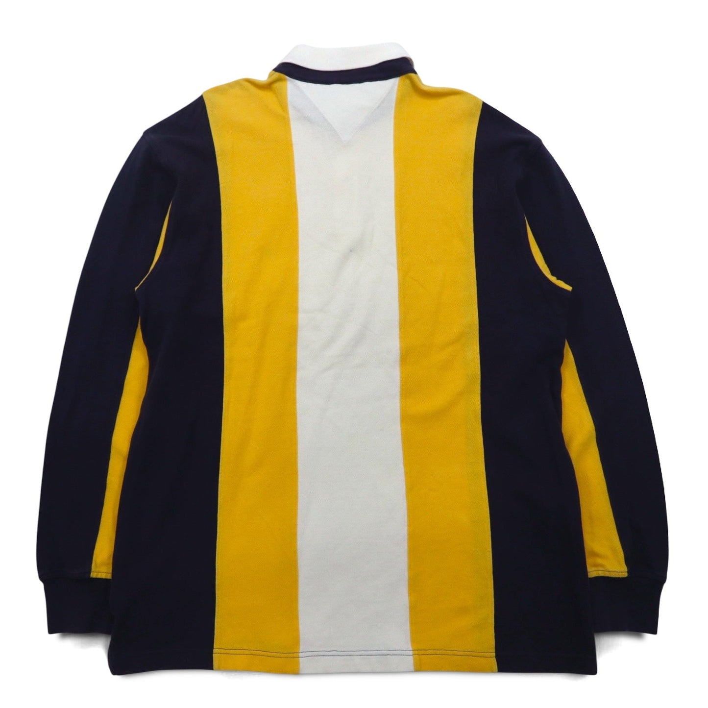 TOMMY HILFIGER Rugby Shirt, Size L, Yellow and Navy Striped Cotton