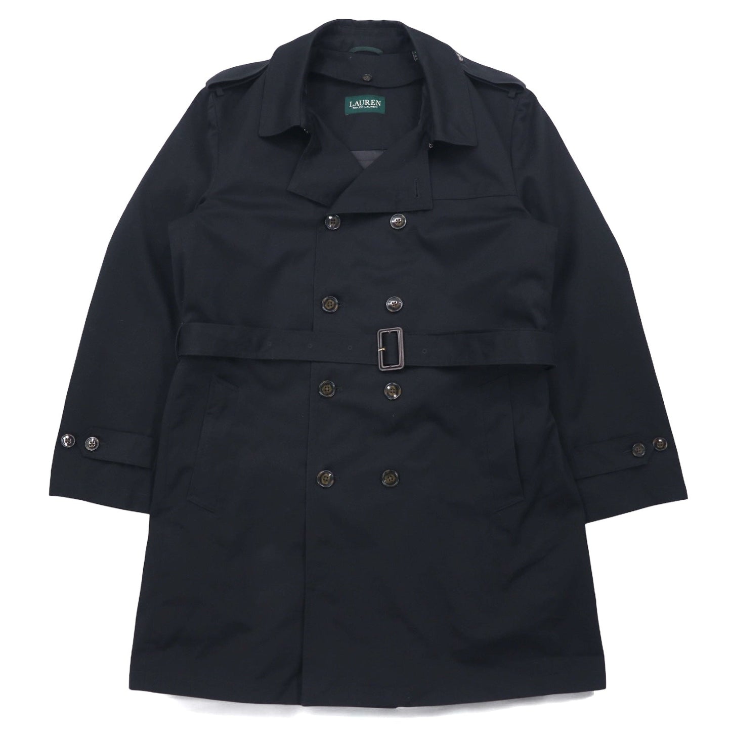 LAUREN RALPH LAUREN Trench Coat, XL, Black, with Detachable Quilted Liner and Belt, Water-Repellent