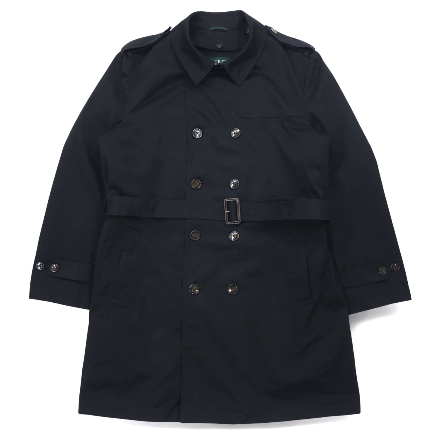 LAUREN RALPH LAUREN Trench Coat, XL, Black, with Detachable Quilted Liner and Belt, Water-Repellent