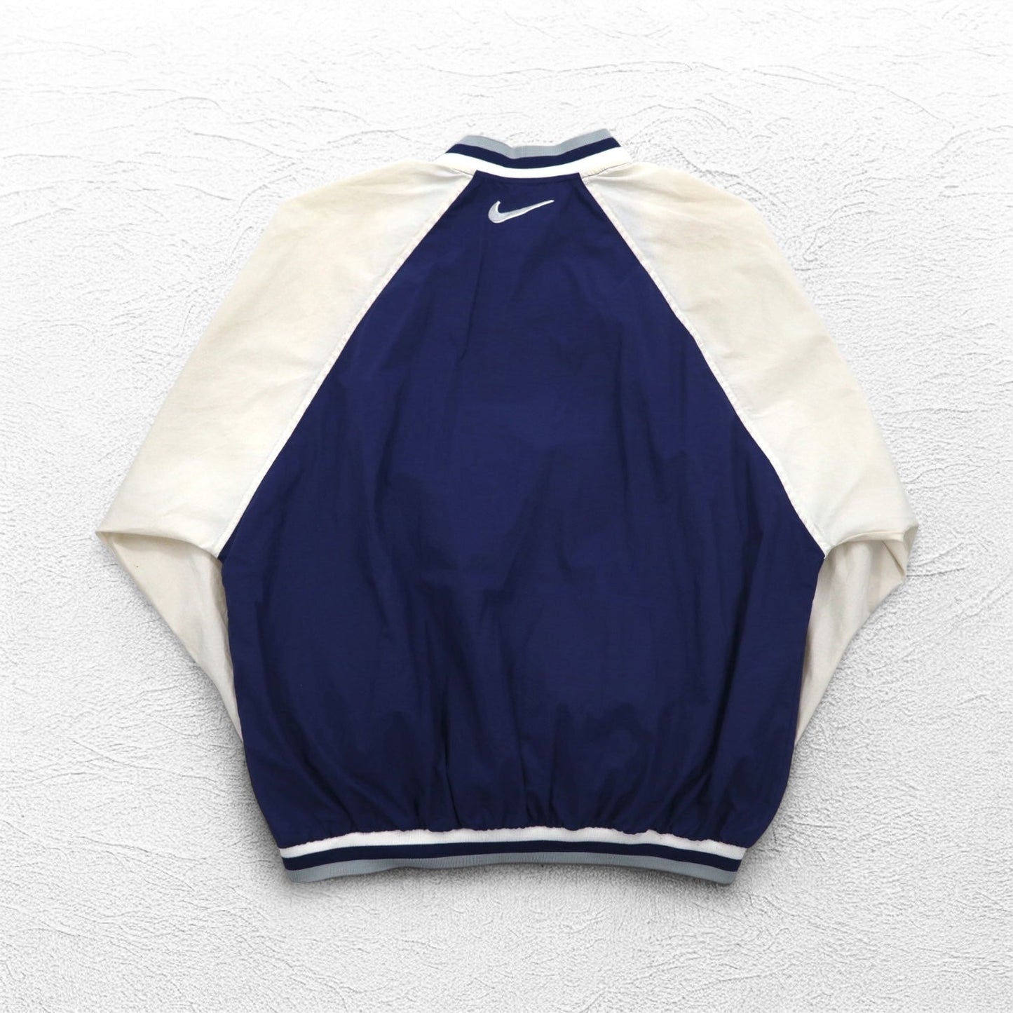 NIKE 90s Silver Tag Ribbed Piste Pullover Nylon Jacket, Size L, Navy with Swoosh