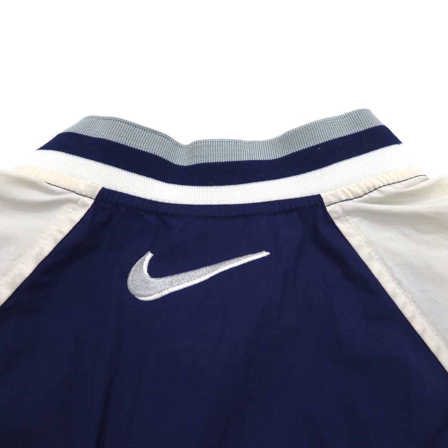 NIKE 90s Silver Tag Ribbed Piste Pullover Nylon Jacket, Size L, Navy with Swoosh