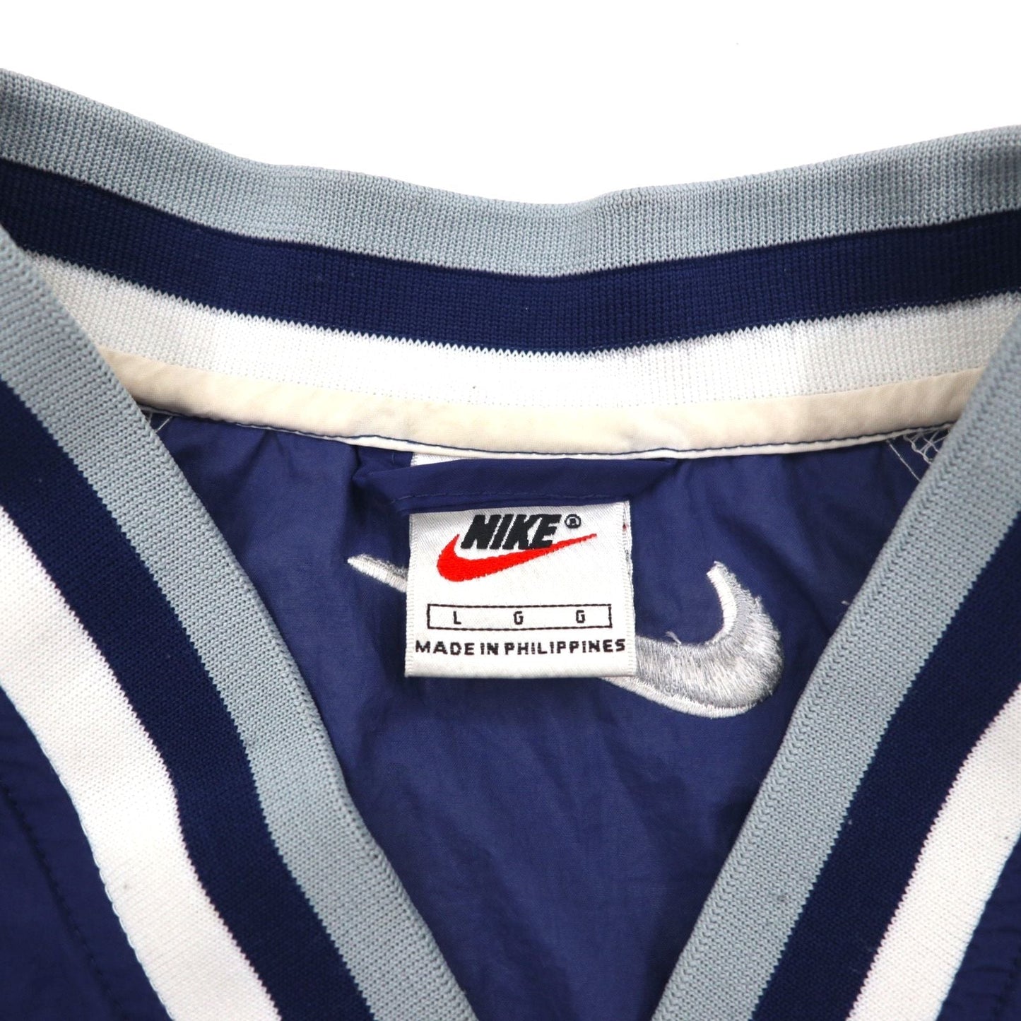 NIKE 90s Silver Tag Ribbed Piste Pullover Nylon Jacket, Size L, Navy with Swoosh