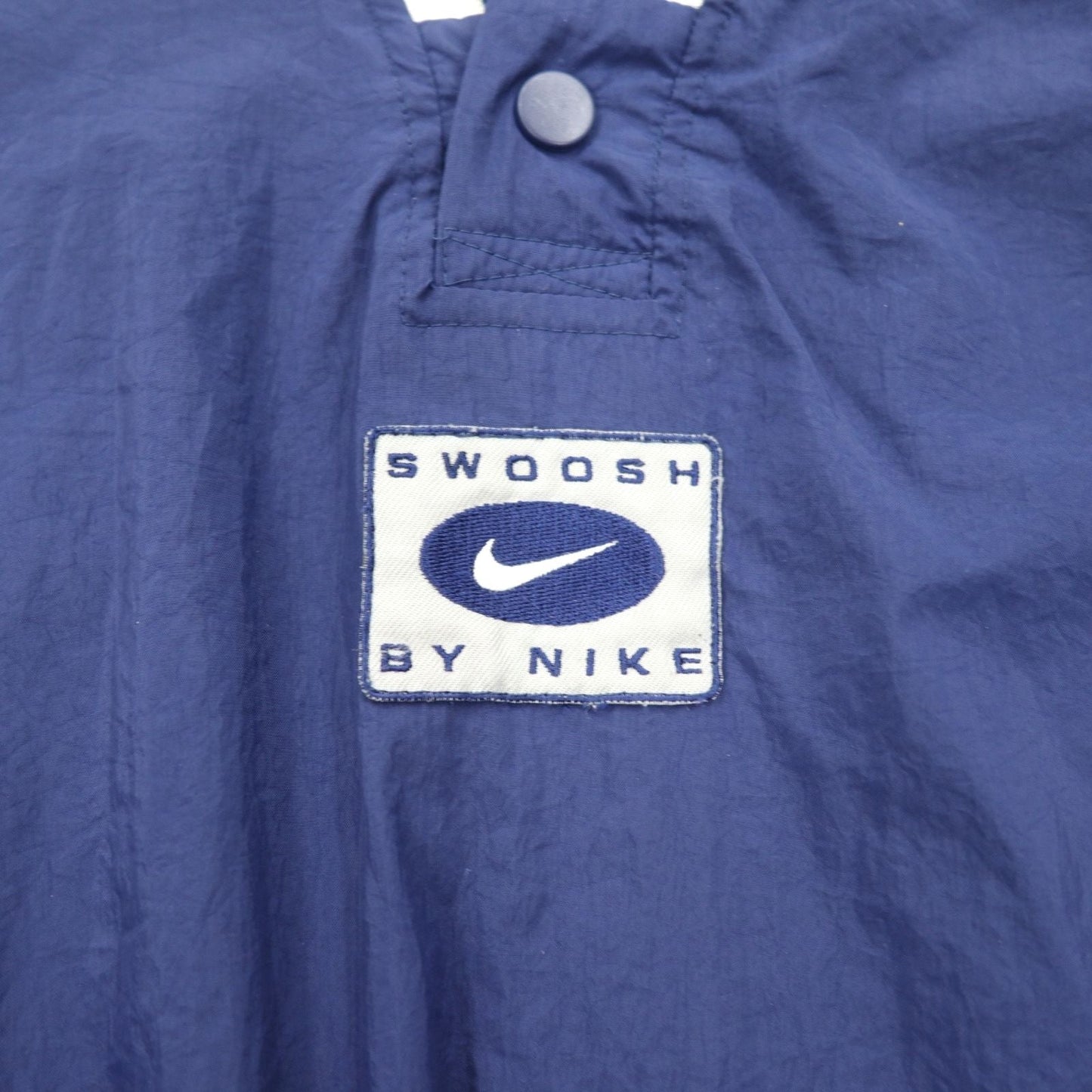 NIKE 90s Silver Tag Ribbed Piste Pullover Nylon Jacket, Size L, Navy with Swoosh