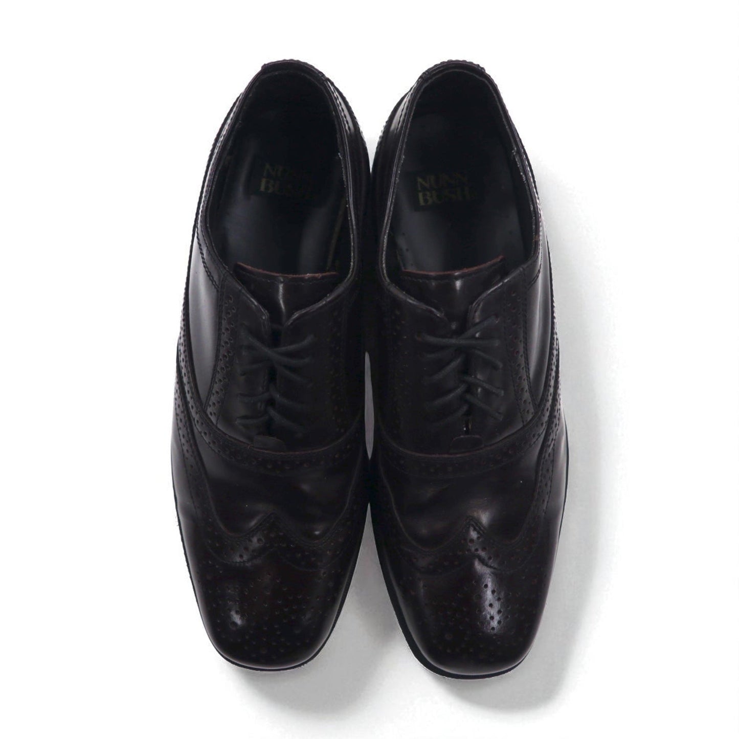 NUNN BUSH 90s Wingtip Full Brogue Dress Shoes, Size 26cm, Brown Leather with Medallion Detail, 83299 05