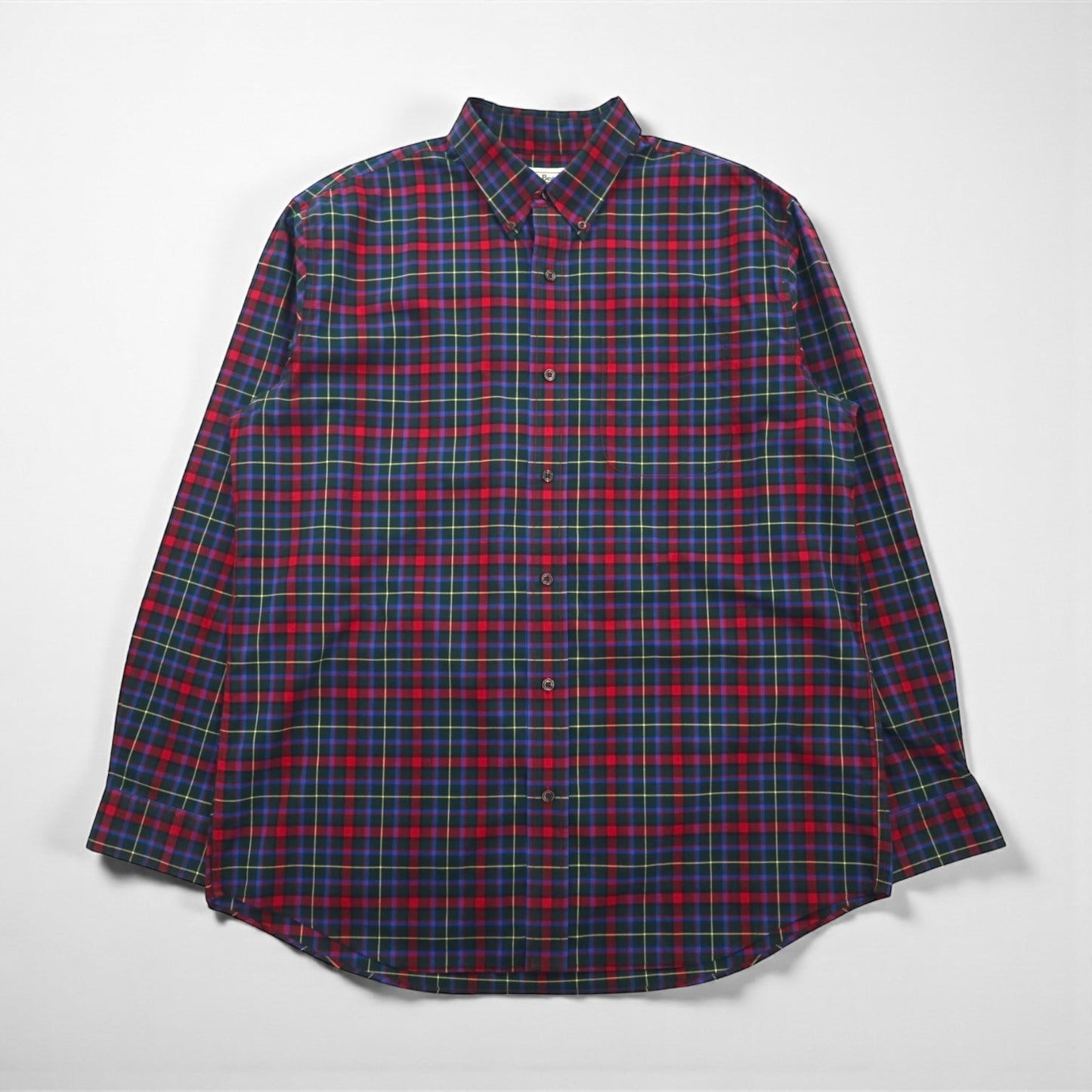 L.L.Bean ボタンダウン シャツ L レッド コットン TRADITIONAL FIT チェック 500539