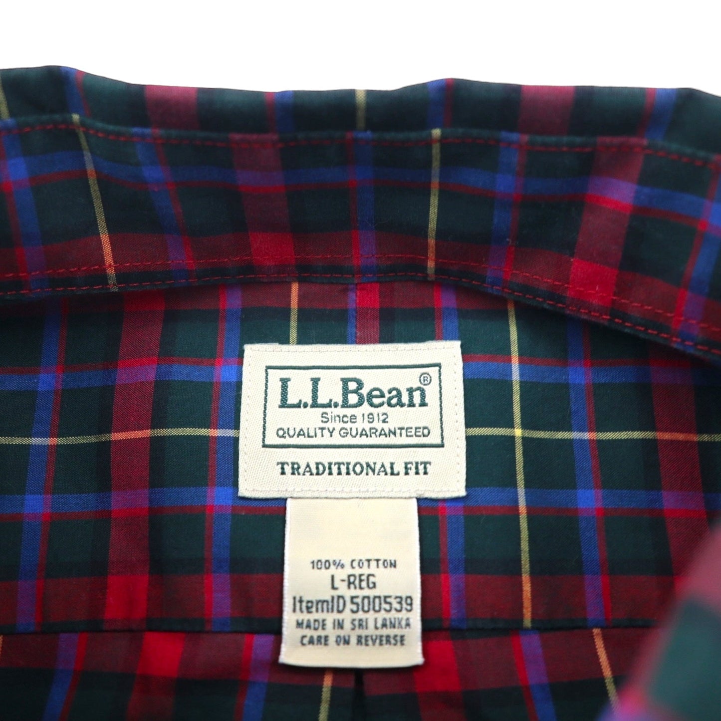 L.L.Bean ボタンダウン シャツ L レッド コットン TRADITIONAL FIT チェック 500539