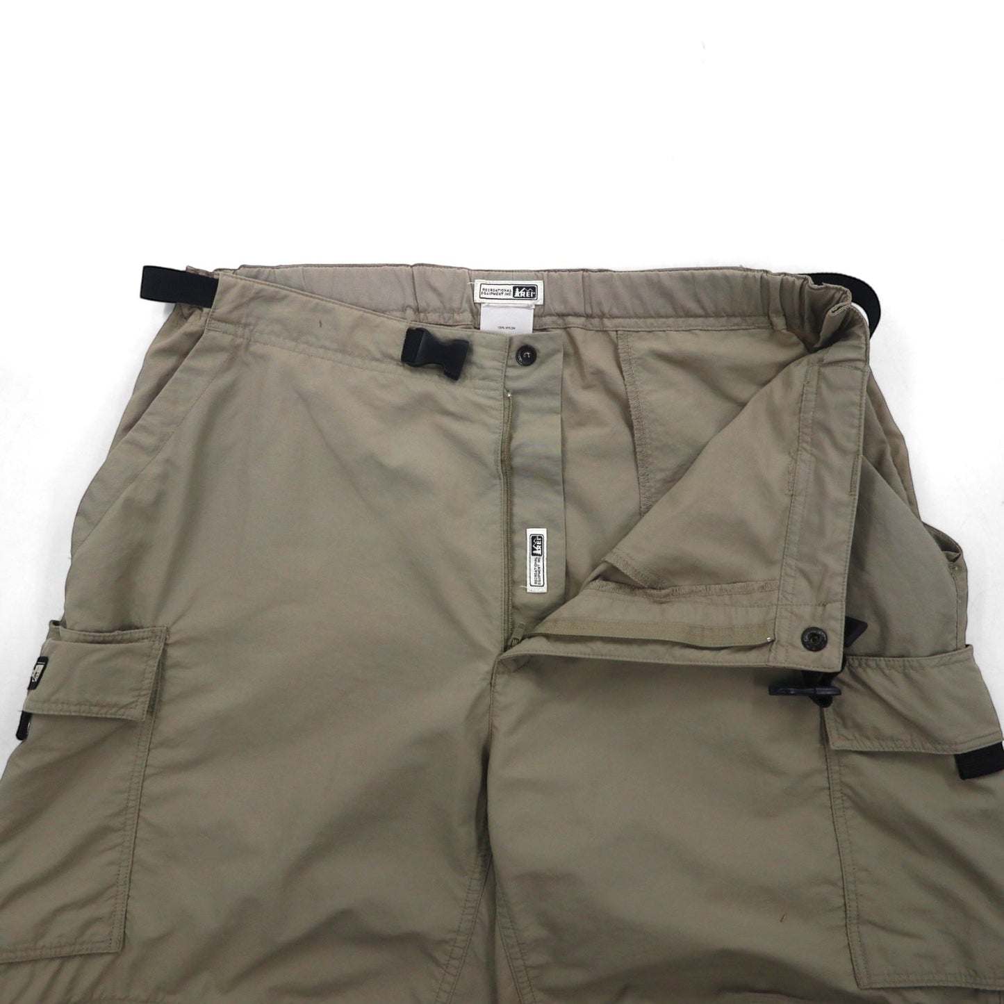 REI コンバーチブル 2WAY カーゴパンツ ショートパンツ L ベージュ ナイロン 防水 スリット 裾ジップ