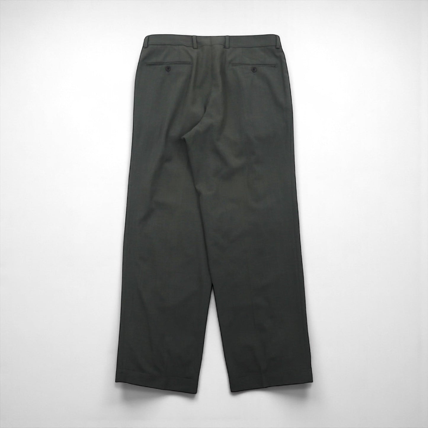 HUGO BOSS 90年代 USA製 タック ワイド スラックス パンツ L グレー ウール プリーツ