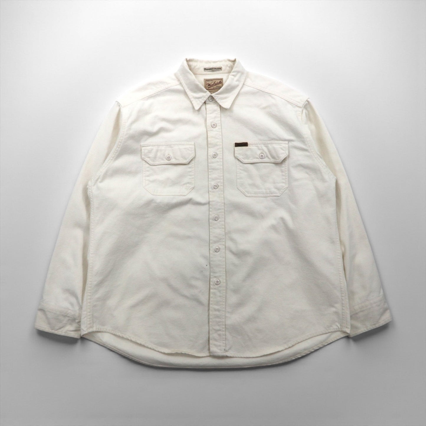 Woolrich 90年代 シャモアクロス フランネル ワークシャツ XL ホワイト Expedition Chamois ダブルポケット