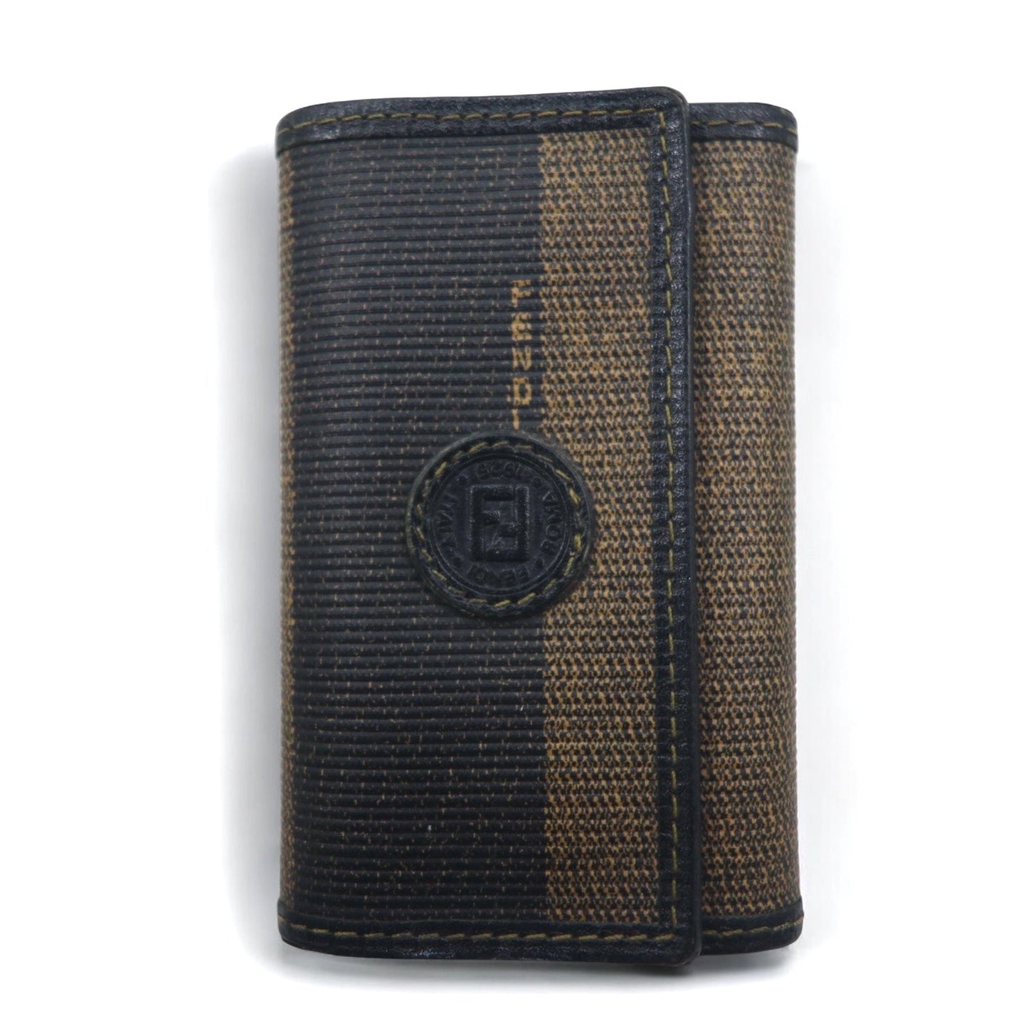 FENDI Made in Italy Pecan 6-Key Case in Black and Beige PVC and Leather (Product Code: 2284/513516)