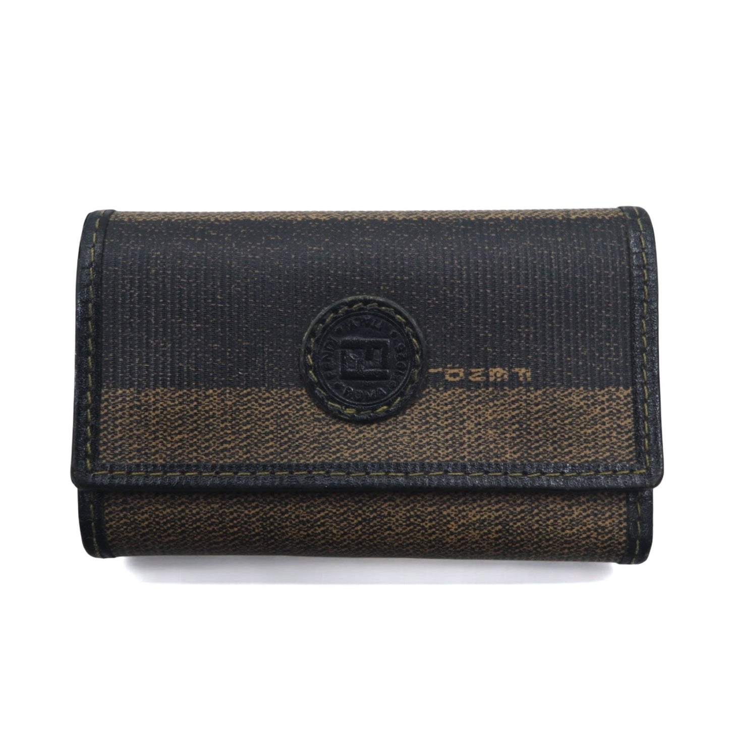 FENDI Made in Italy Pecan 6-Key Case in Black and Beige PVC and Leather (Product Code: 2284/513516)
