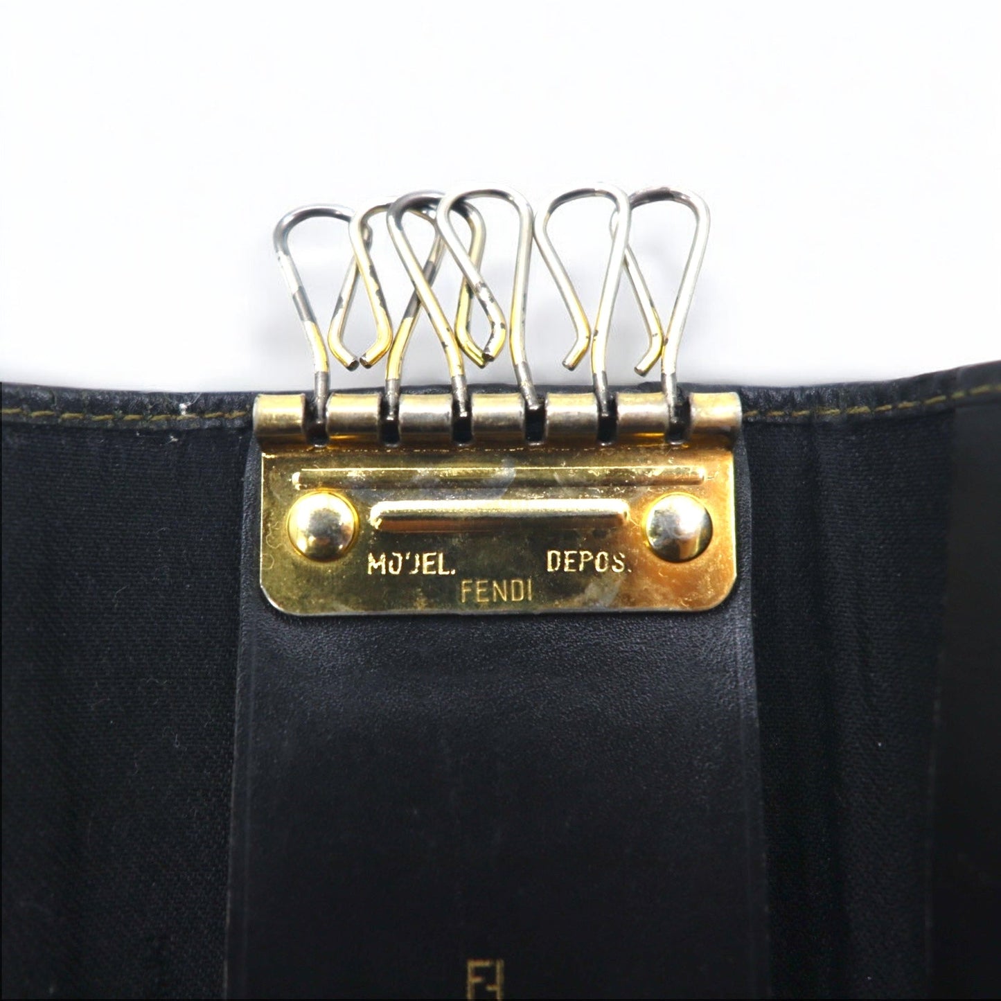 FENDI Made in Italy Pecan 6-Key Case in Black and Beige PVC and Leather (Product Code: 2284/513516)