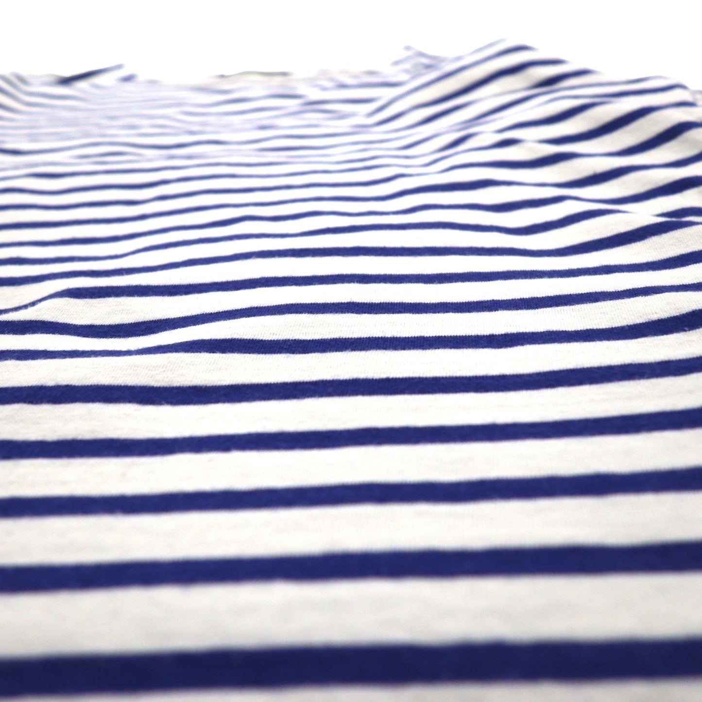 UNUSED Striped T-Shirt, Size L, Blue and White, Cotton, Made in Japan