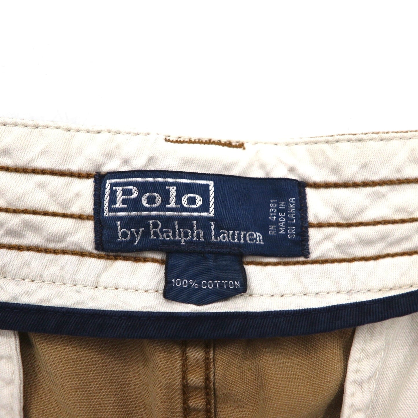 Polo by Ralph Lauren 90s Polo Chino Baggy Short Cargo Pants, Size L, Beige Cotton, Below the Knee
