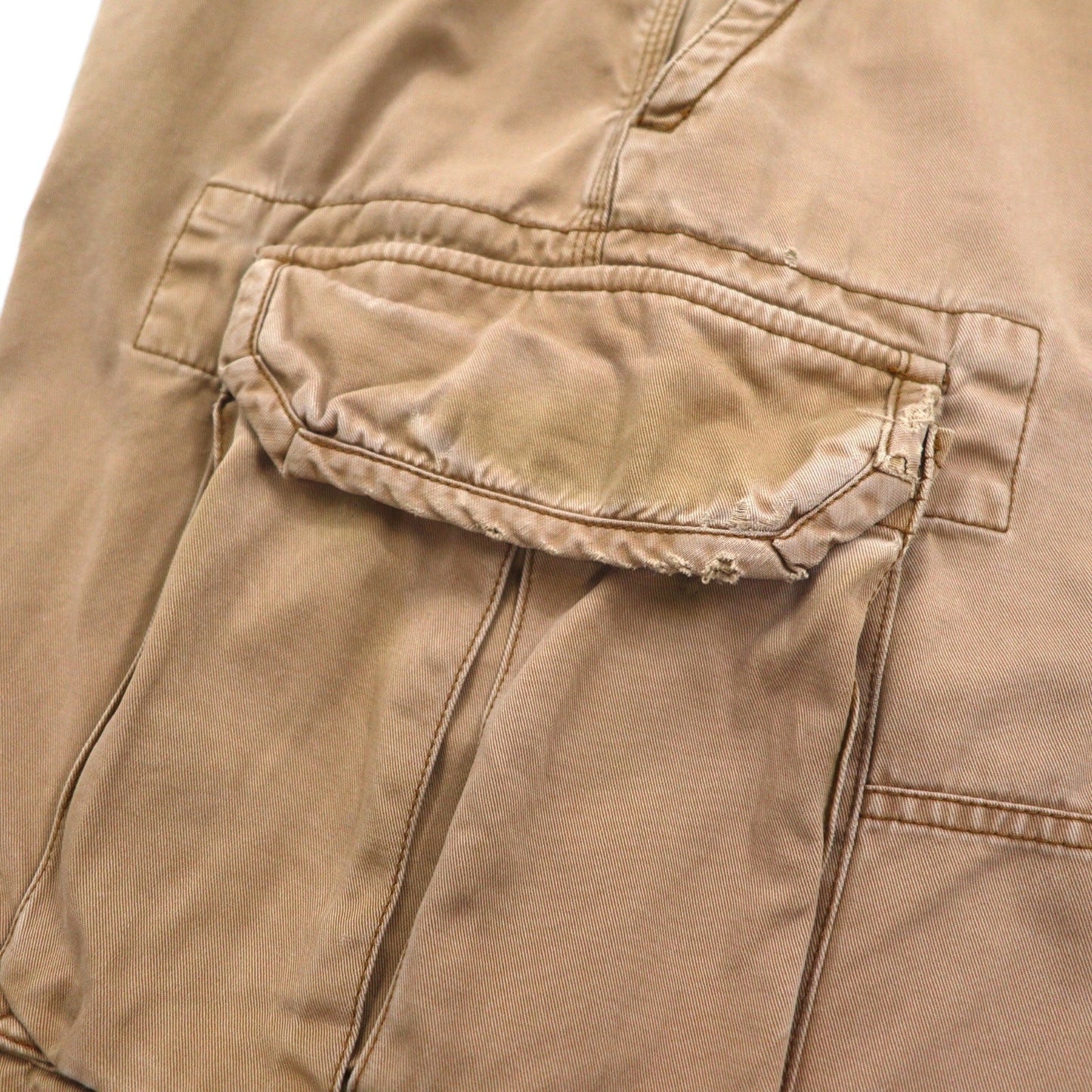 Polo by Ralph Lauren 90s Polo Chino Baggy Short Cargo Pants, Size L, Beige Cotton, Below the Knee