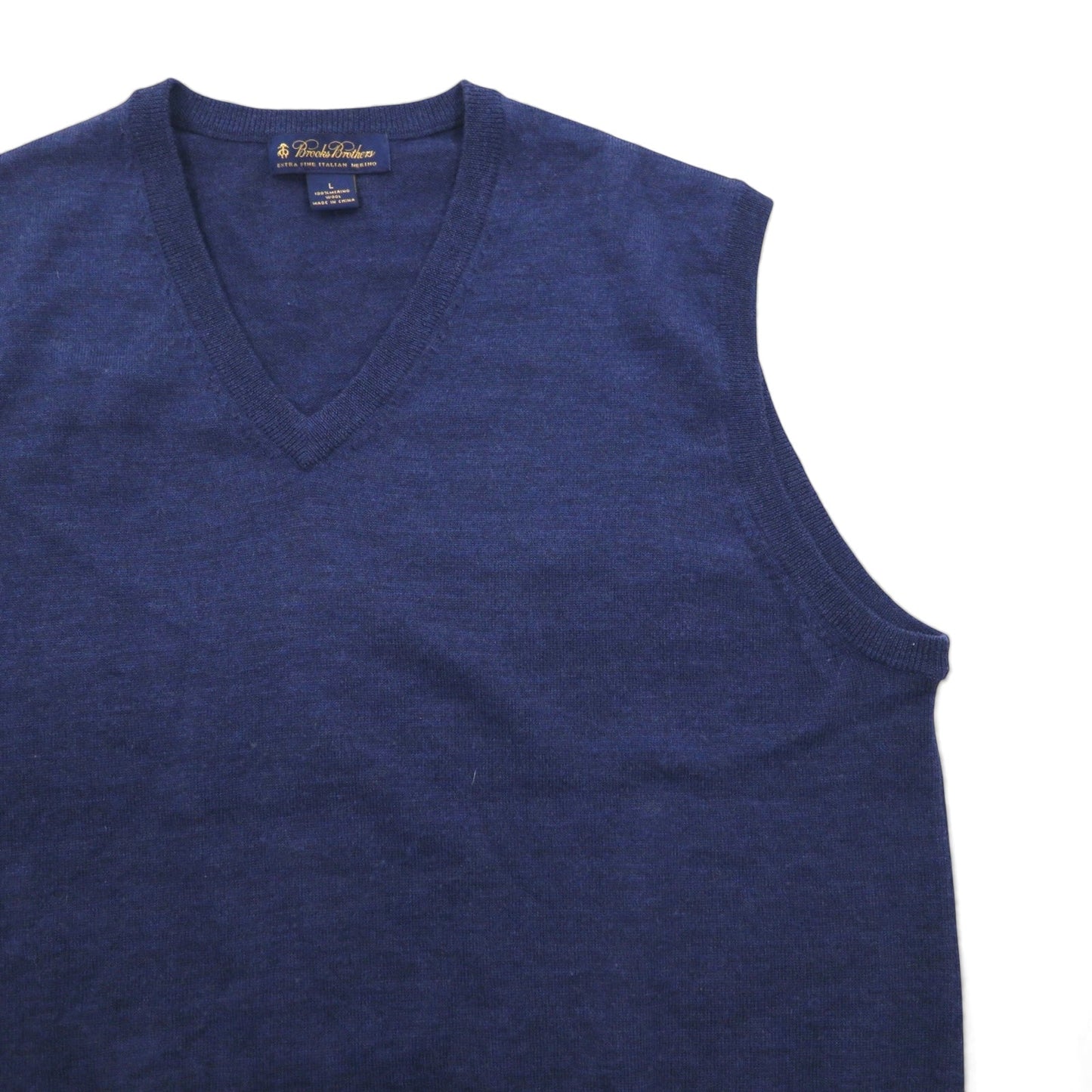 Brooks Brothers メリノウール ニット Vネック ベスト L ネイビー EXTRA FINE ITALIAN MERINO