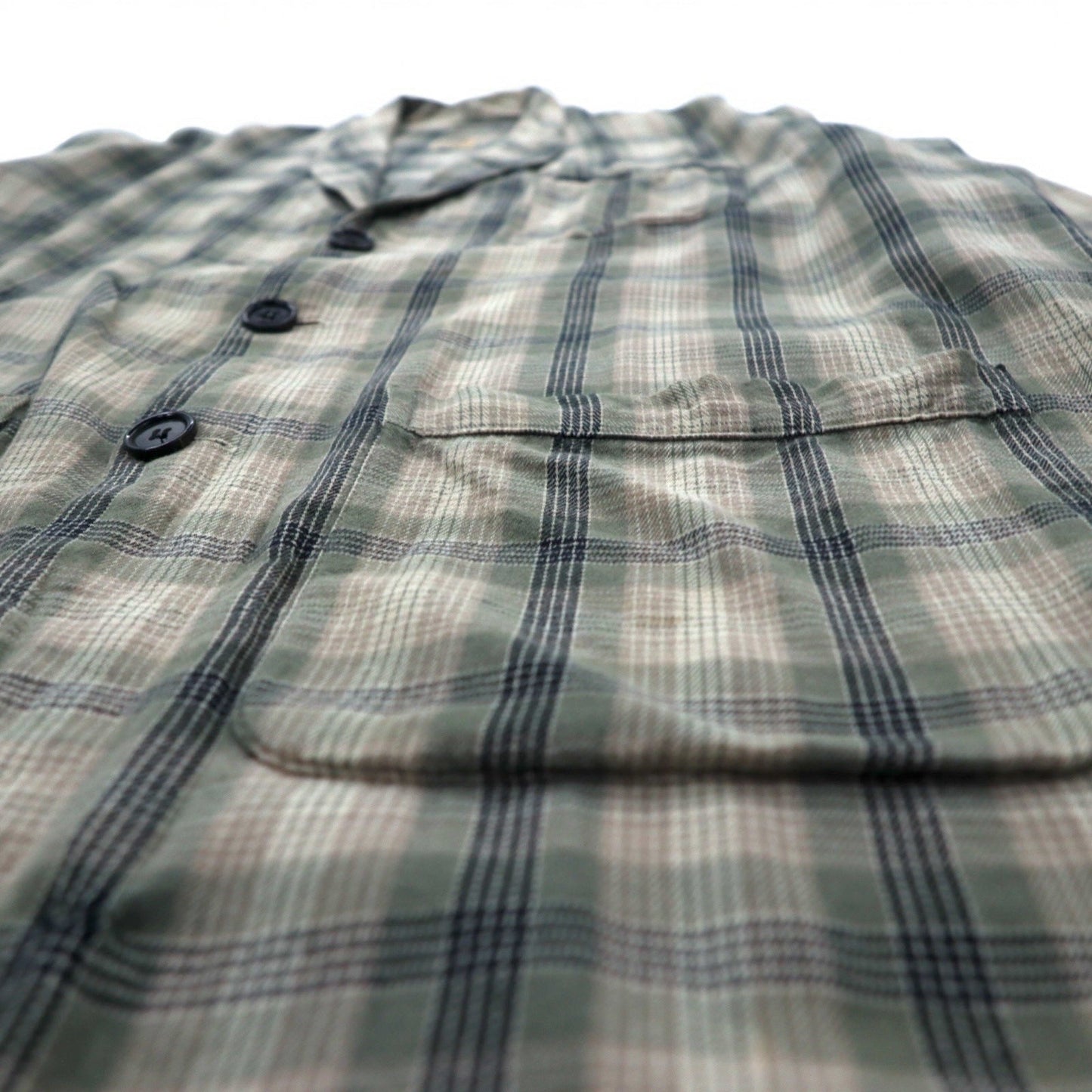 Sunday Works USA-Made Cotton Khaki Check Gown Coat, Size Small, UNION MADE