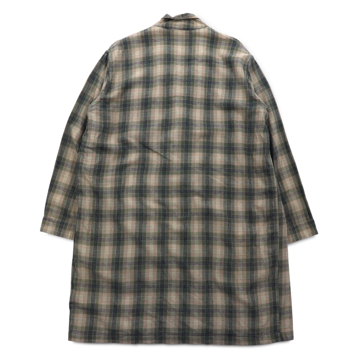 Sunday Works USA-Made Cotton Khaki Check Gown Coat, Size Small, UNION MADE