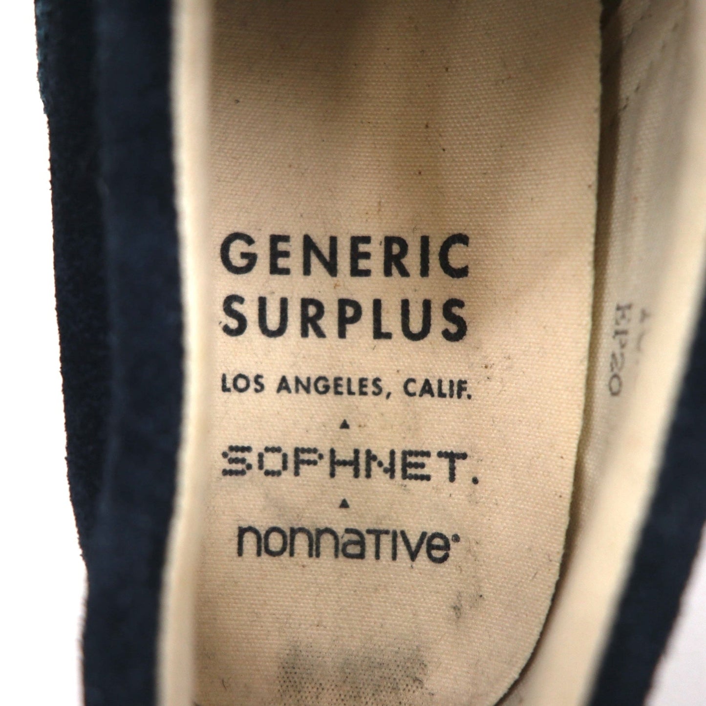 nonnative x SOPHNET. x GENERIC SURPLUS Wingtip Sneakers, Size 28.5cm, Navy Suede, EP20
