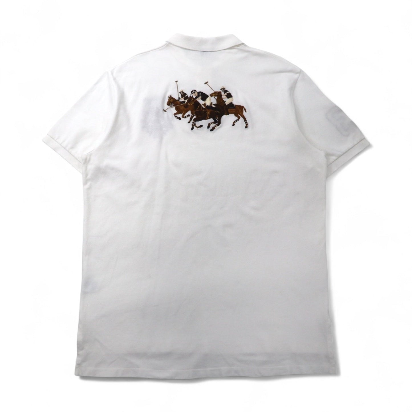 Polo by Ralph Lauren 90年代 ポロシャツ XL ホワイト コットン 鹿の子 ポロプレイヤー バックロゴ刺繍