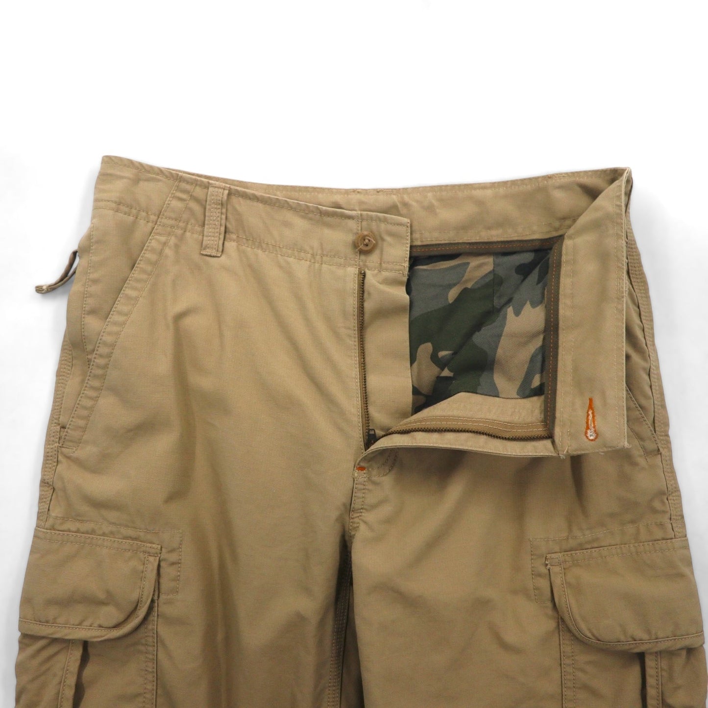 L.L.Bean アウトドア カーゴパンツ M ベージュ コットン NATURAL FIT カモフラ 裏地505908