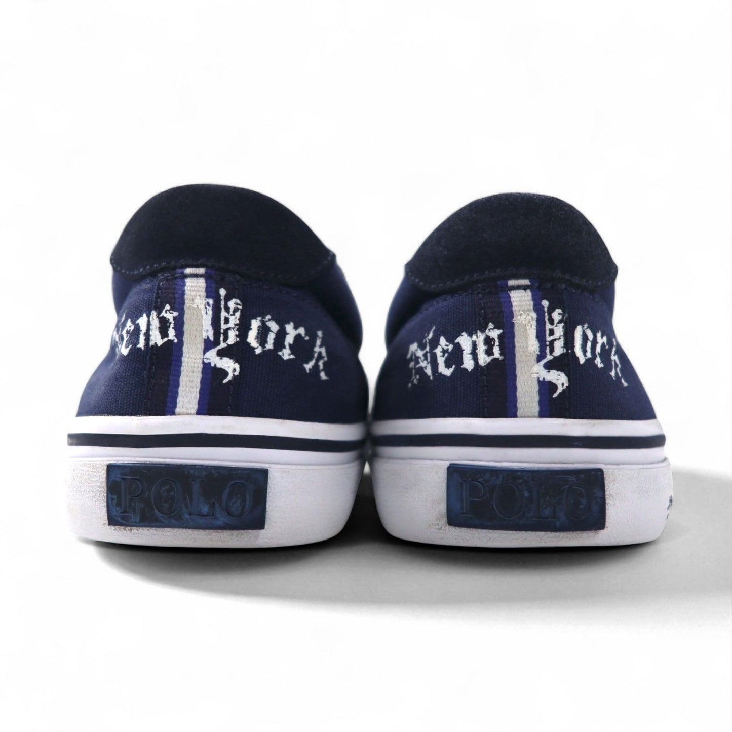 POLO RALPH LAUREN スリッポン スニーカー THOMPSON III-NE 27cm ネイビー キャンバス 刺繡 エンブレム