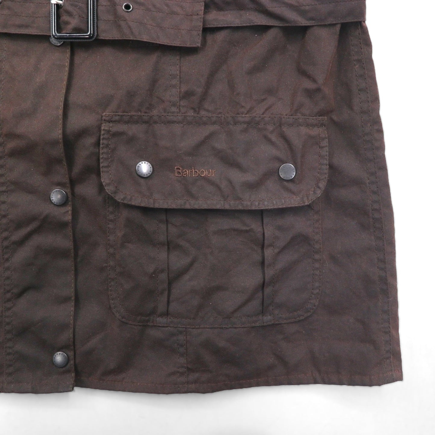 Barbour イギリス製 Utility Mac ユーティリティマック オイルドジャケット XL ブラウン 襟コーデュロイ ベルト付き L1502