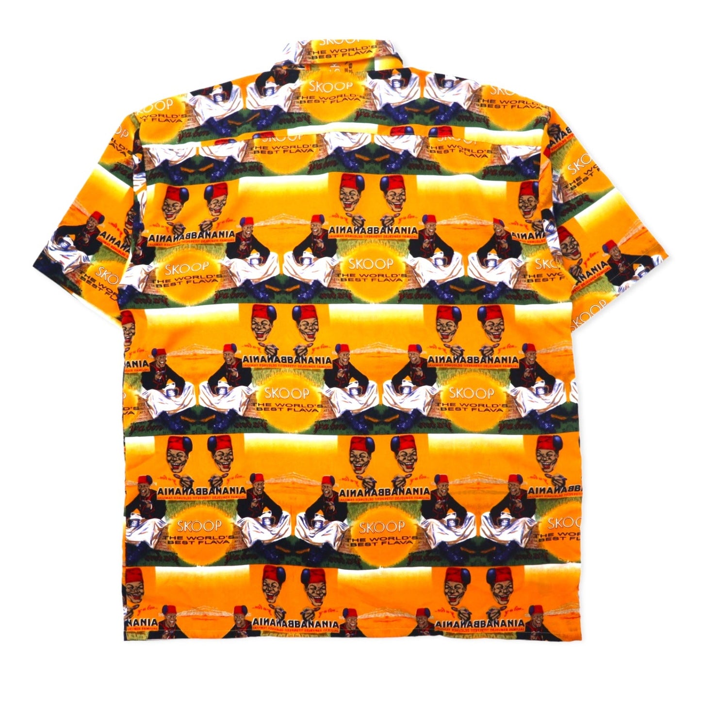 90s SKOOPS WORLDWIDE all-over graphic aloha shirt, XXL, yellow, polyester, oversized