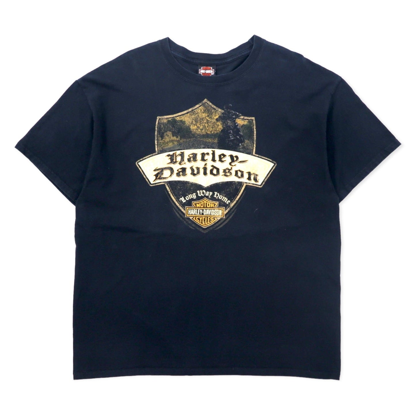 HARLEY DAVIDSON logo print T-shirt, XL, black cotton, Hanes BEEFY-T, big size, THUNDER TOWER