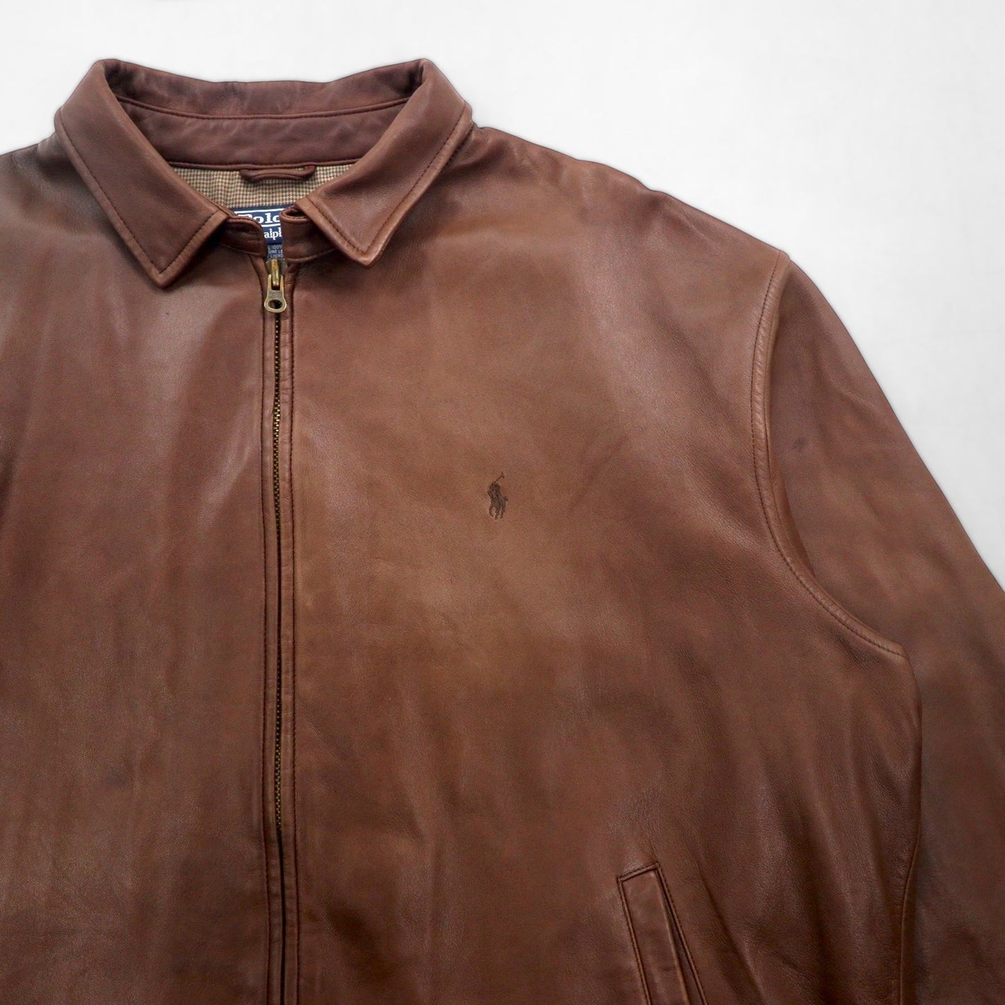 Polo Ralph Lauren 90年代 レザー ジャケット スイングトップ 2XL スモールポニー刺繡 ジップアップ ハリントン