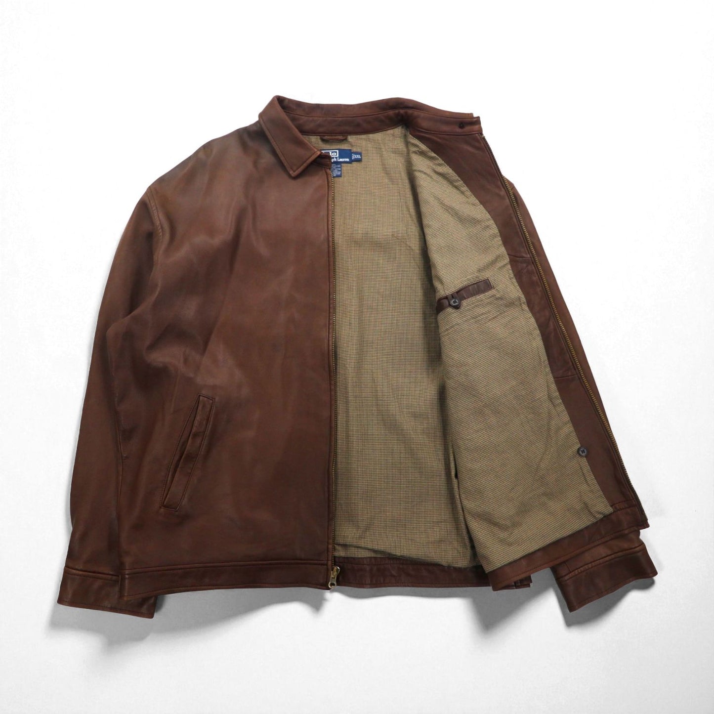 Polo Ralph Lauren 90年代 レザー ジャケット スイングトップ 2XL スモールポニー刺繡 ジップアップ ハリントン